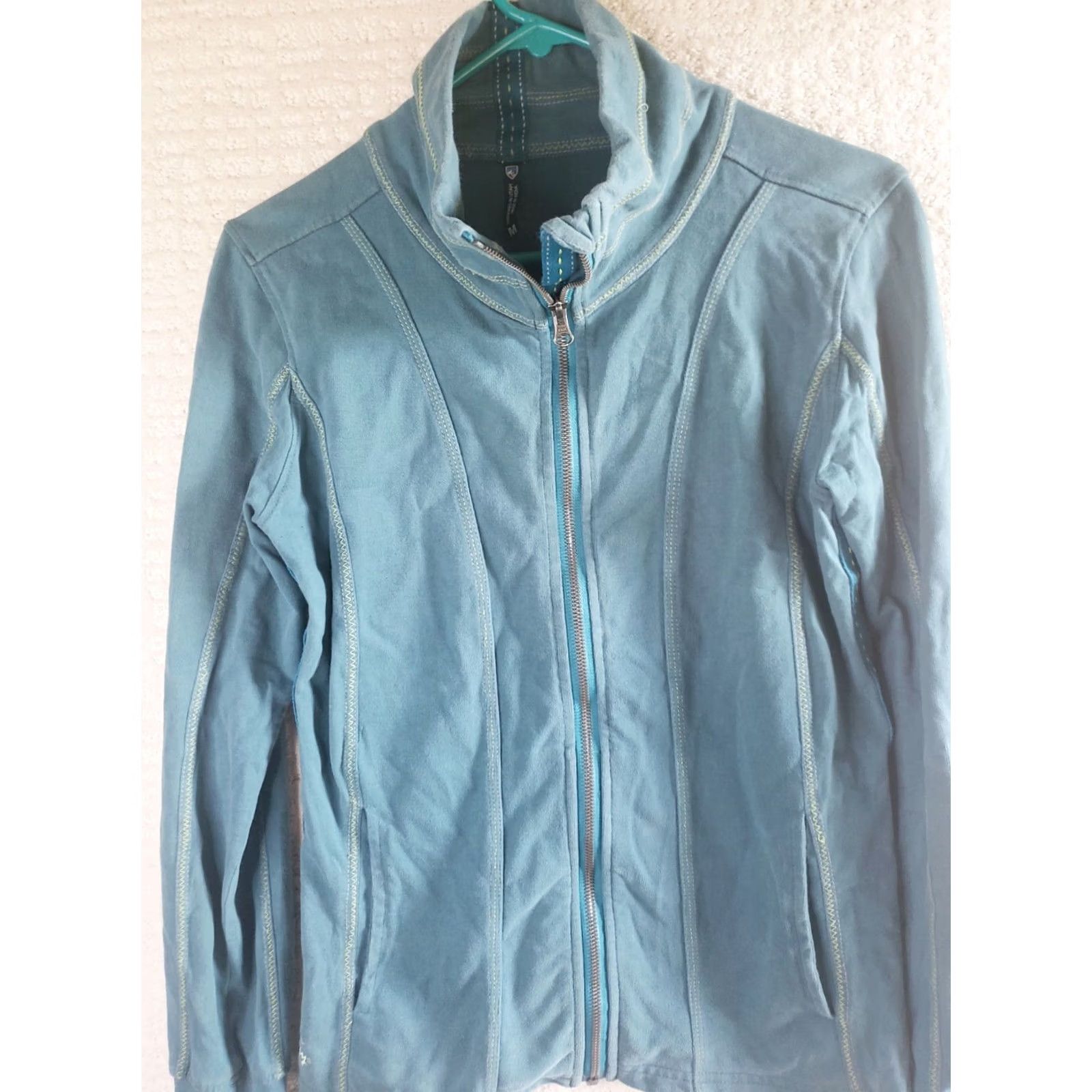 Vintage Kuhl Jacket M Kember Full Zip Turquoise Blue Green Organic Cotton Womens Medium Regular Size M / US 6-8 / IT 42-44 - 2 Thumbnail