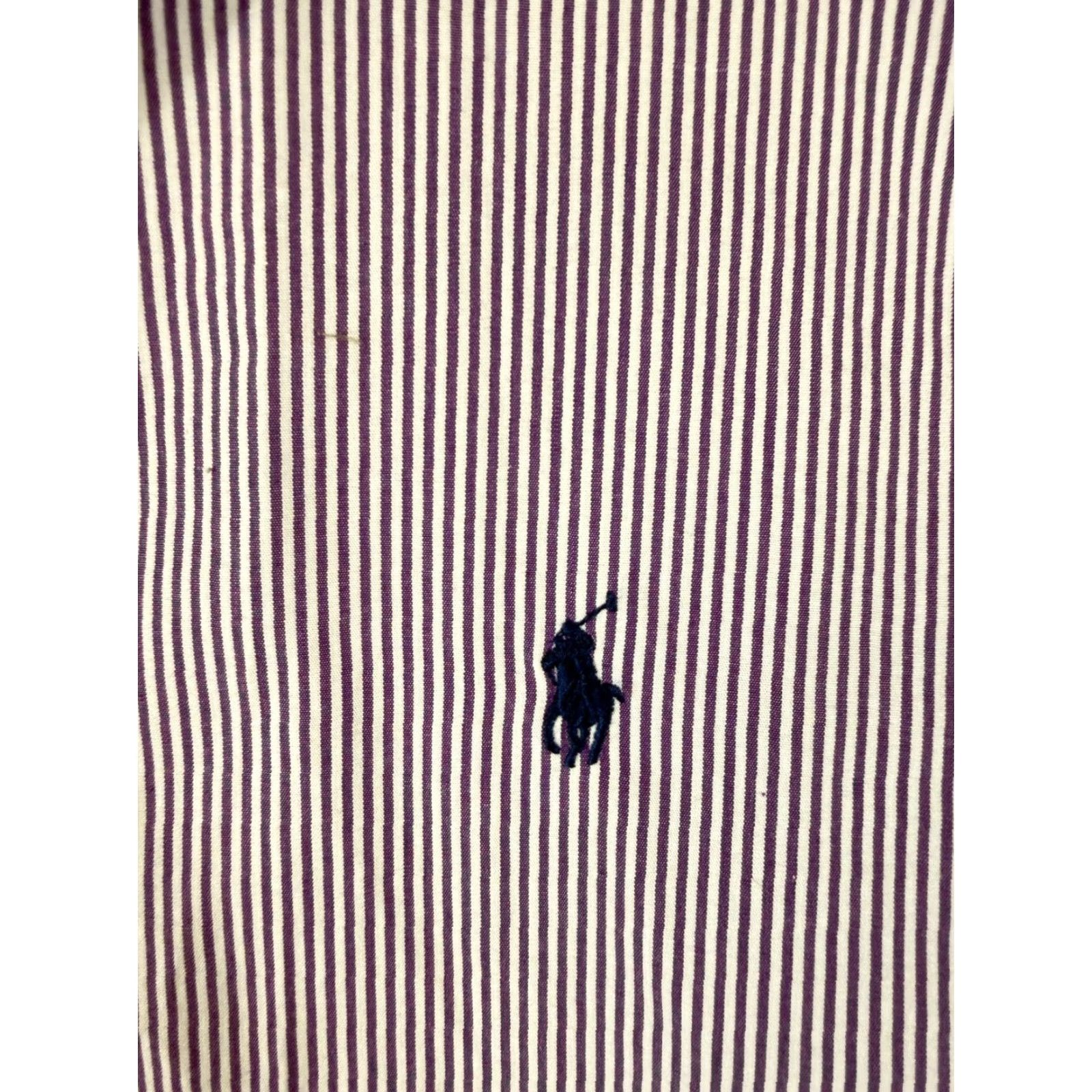 Polo Ralph Lauren Polo Ralph Lauren Shirt Mens M Purple White Striped Non-Iron Slim Fit Pony Logo Long Sleeve Size US M / EU 48-50 / 2 - 5 Thumbnail
