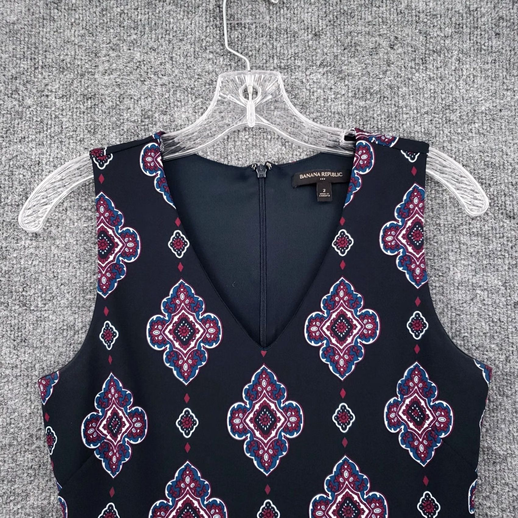 Banana Republic Banana Republic Dress Womens 2 Blue Floral Mini V Neck Sleeveless Pockets Size XS / US 0-2 / IT 36-38 - 3 Thumbnail