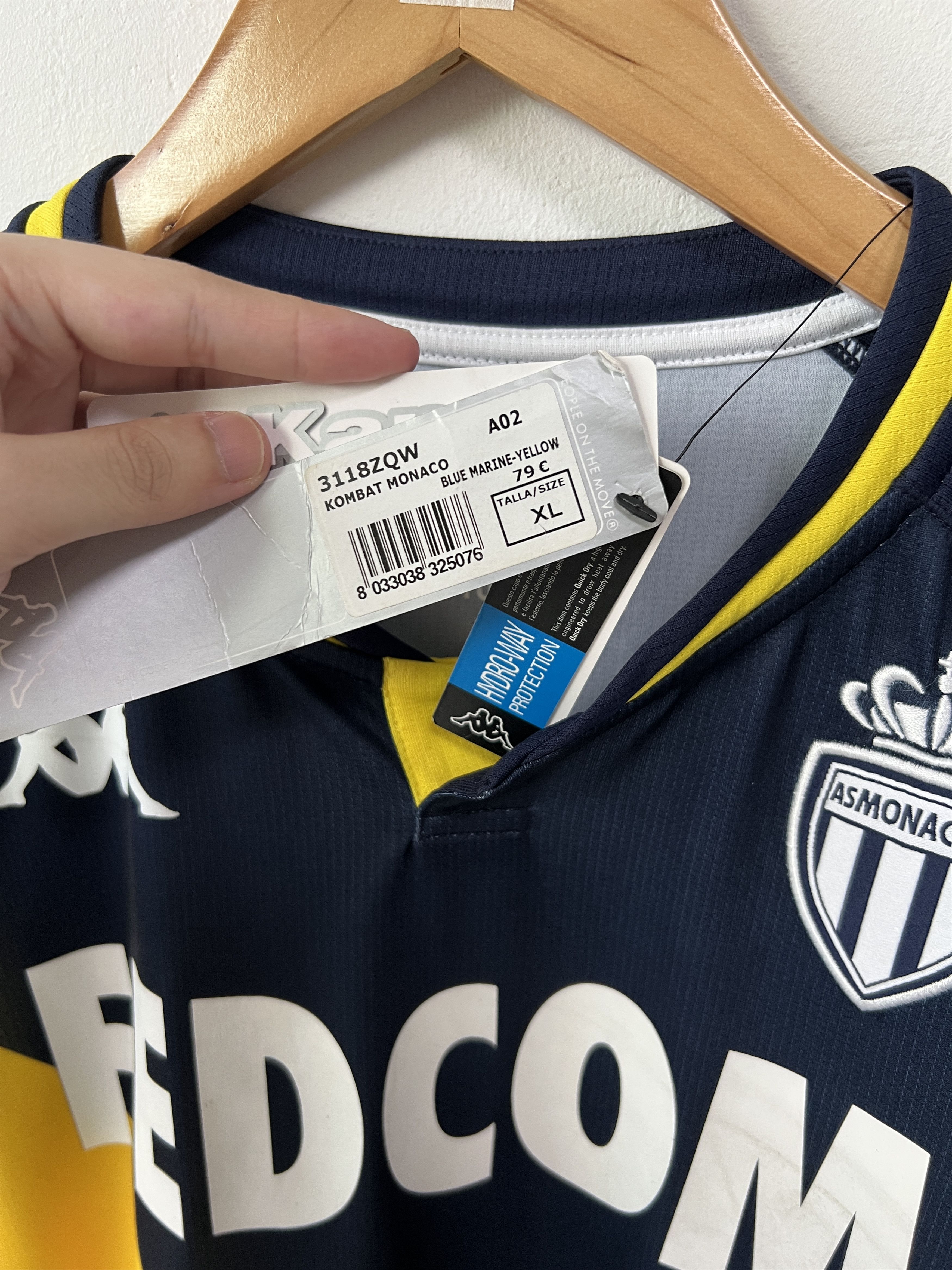 Kappa (XL fits L) AS Monaco 2020-21 Away Kit Volland #31 (NEW) Size US XL / EU 56 / 4 - 5 Thumbnail