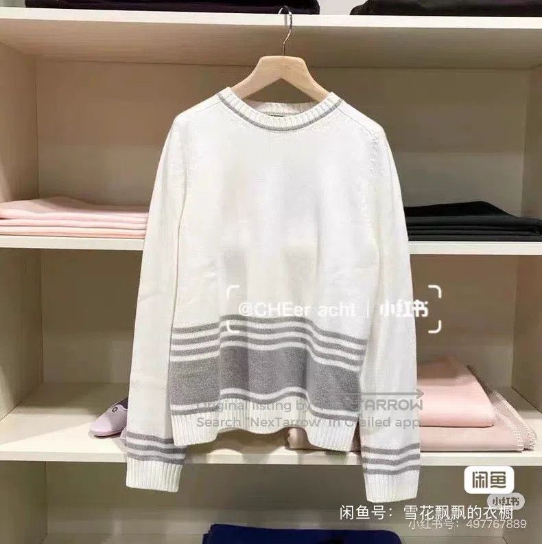 Loro Piana Loro Piana White Striped Cashmere Sweater Size M / US 6-8 / IT 42-44 - 2 Thumbnail
