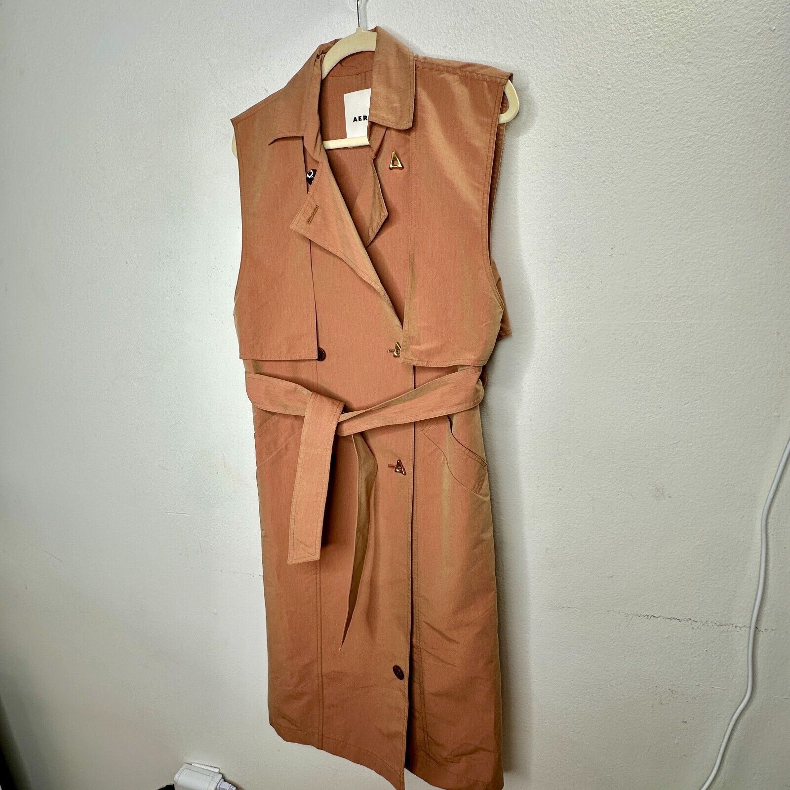 AERON Aeron Delray Peach Iridescent Sleeveless Button Trench Coat Size XS / US 0-2 / IT 36-38 - 3 Thumbnail