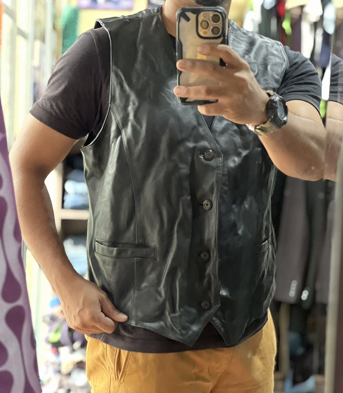 Johnbull 🔥Vintage Black Johnbull Leather Vest Size US M / EU 48-50 / 2 - 20 Thumbnail