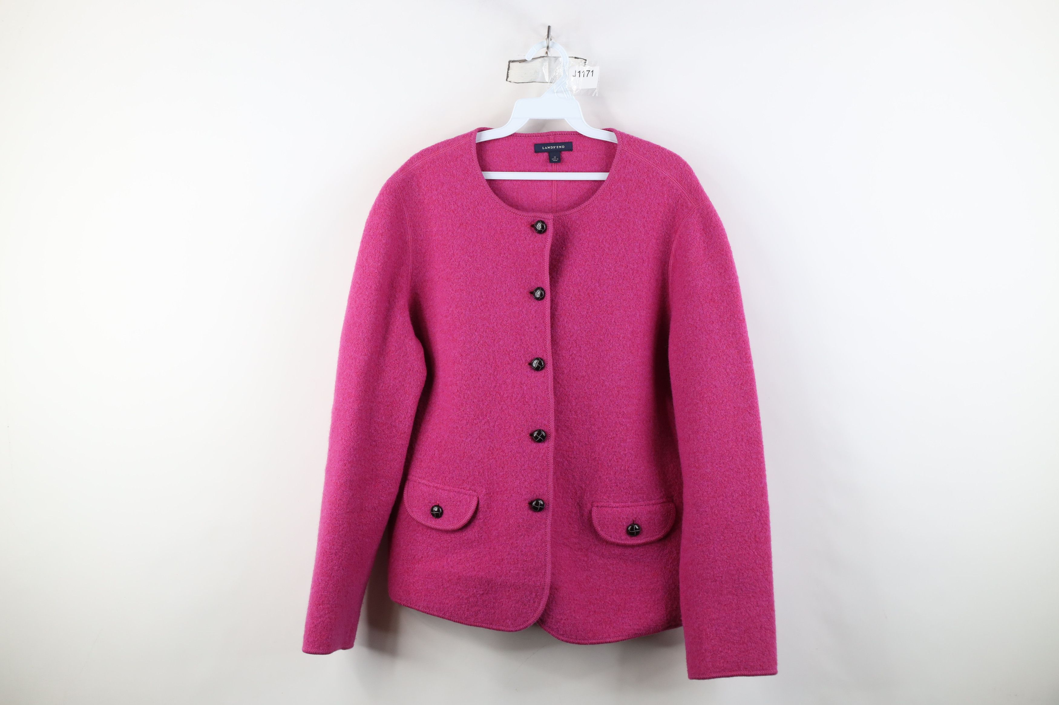 Lands' End Vintage Lands End Wool Button Blazer Sweater Jacket Jac Pink Size XL / US 12-14 / IT 48-50 - 1 Thumbnail