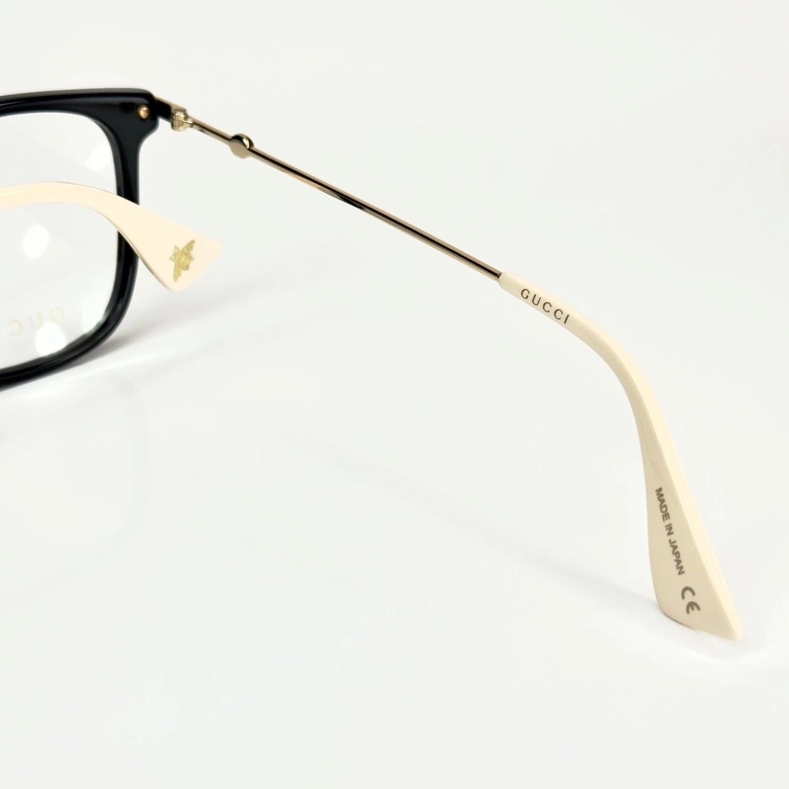 Gucci GUCCI GG0512O 0512 Black Gold Rectangular Eyeglasses 001 Size ONE SIZE - 3 Thumbnail