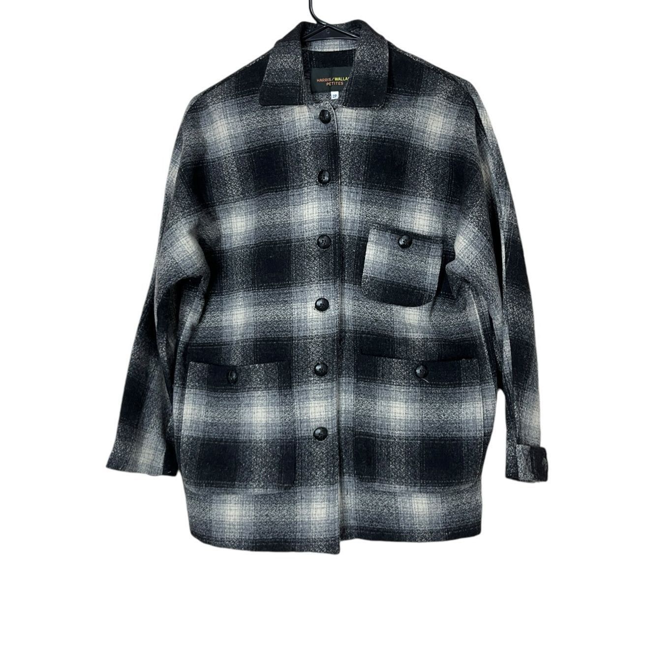 Other Vintage Harris/Wallace Petites Black Plaid Wool Blend Shacke Size XS / US 0-2 / IT 36-38 - 1 Thumbnail