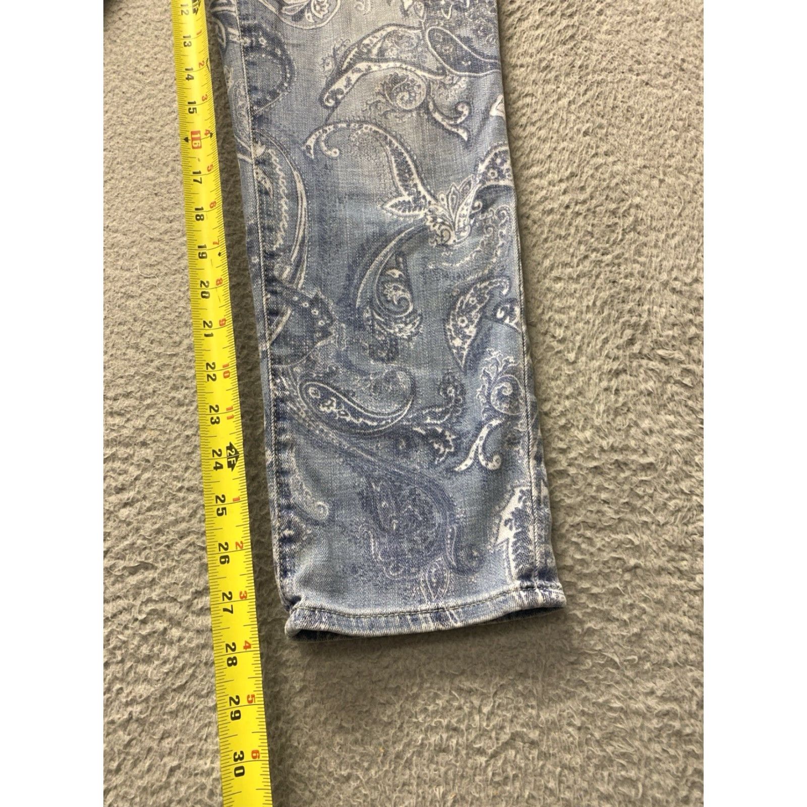 Vintage Chico's So Slimming Crop Pants Pants 32x28 Women Slim White & Blue Inseam 28 in Cropped Stretch Slimming Size 35" - 7 Thumbnail