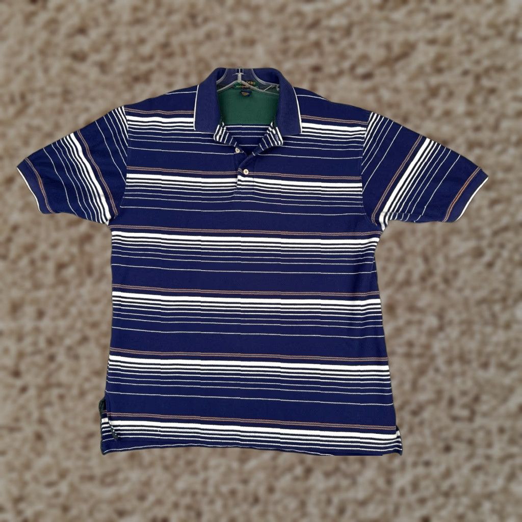 Alexander Julian VINTAGE Alexander Julian Shirt Men XL White Blue Stripe Cotton Polo Short Sleeve Slim Fit Size US XL / EU 56 / 4 - 1 Thumbnail