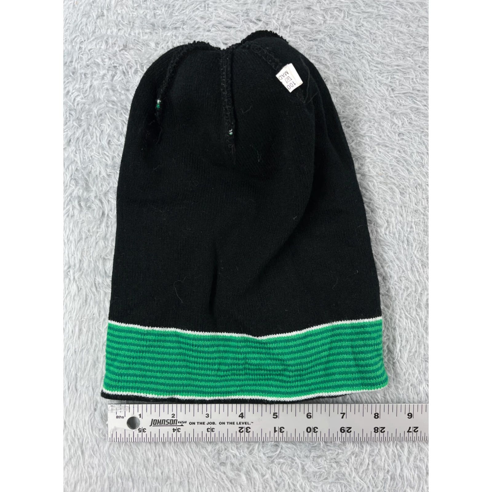 Vintage Midco Sports Beanie Toque Adult One Size Green Black Stripe Knit Acrylic Ski Pom Size ONE SIZE - 7 Thumbnail