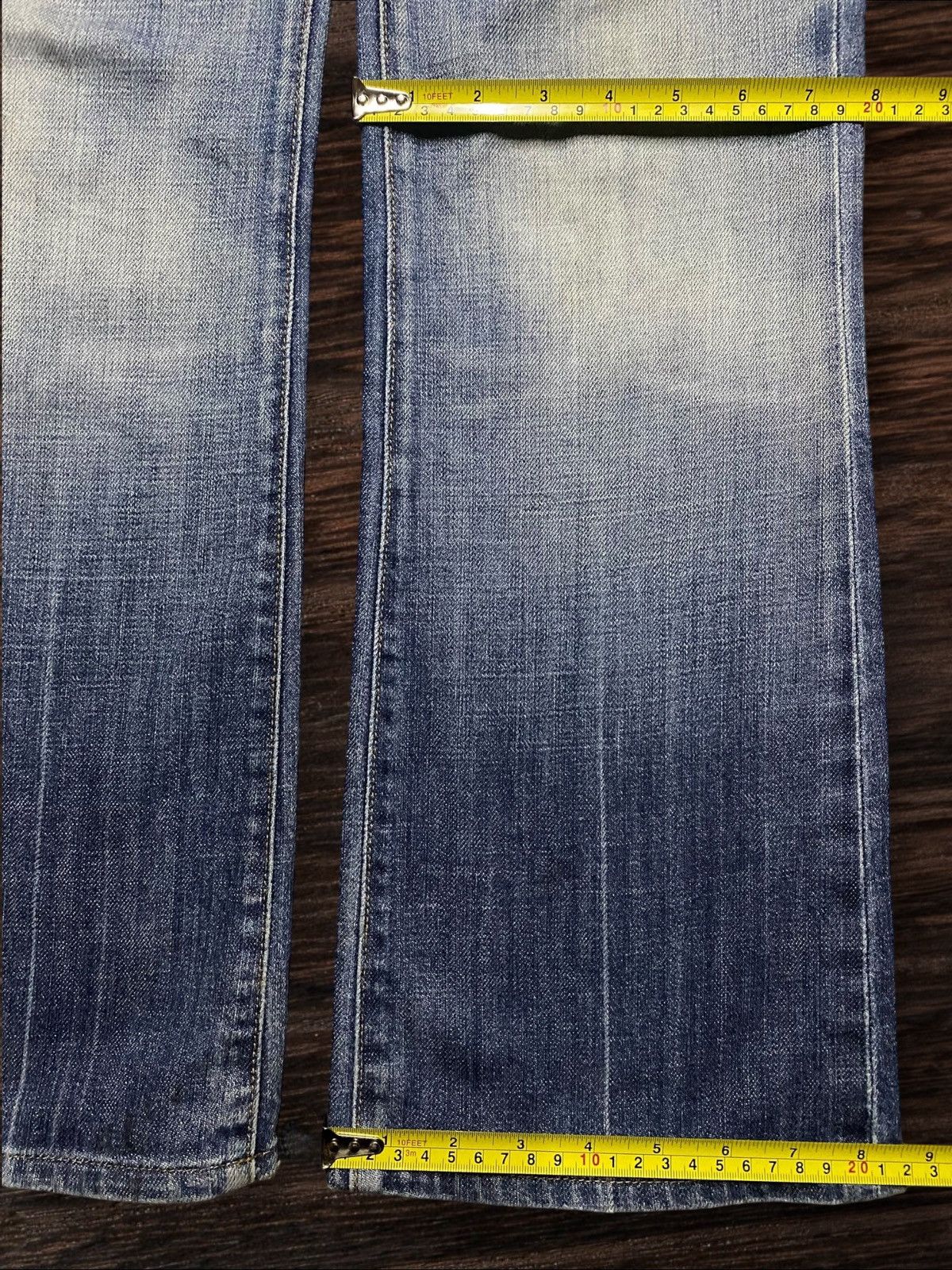 7 For All Mankind × The Great China Wall Vintage 7 All Mind Kind Faded Wash Distressed Flare Jeans Size US 31 - 19 Thumbnail