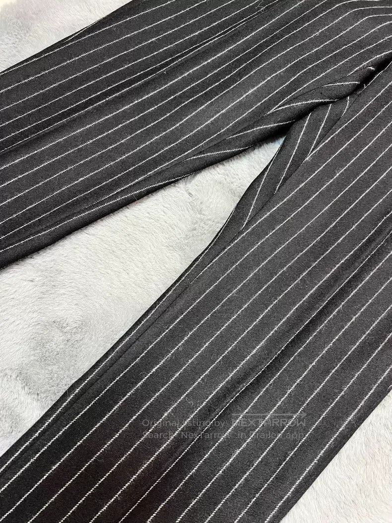 Saint Laurent Paris Saint Laurent Paris Silver Striped Wool Trousers Size US 30 / EU 46 - 5 Thumbnail
