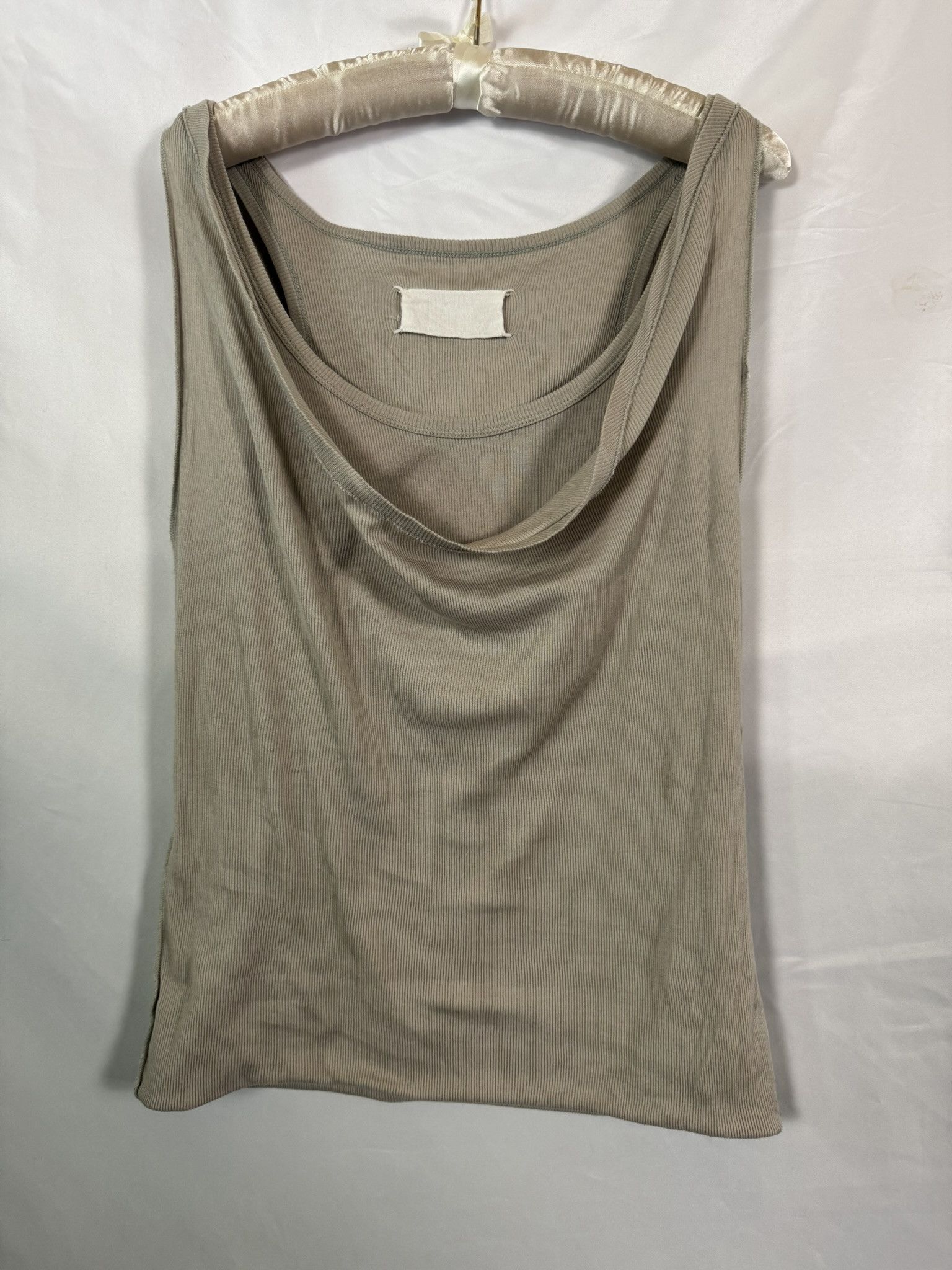 Maison Margiela Martin Margiela Blank Label Cotton Draped Cowl Top Greige Size L / US 10 / IT 46 - 1 Thumbnail