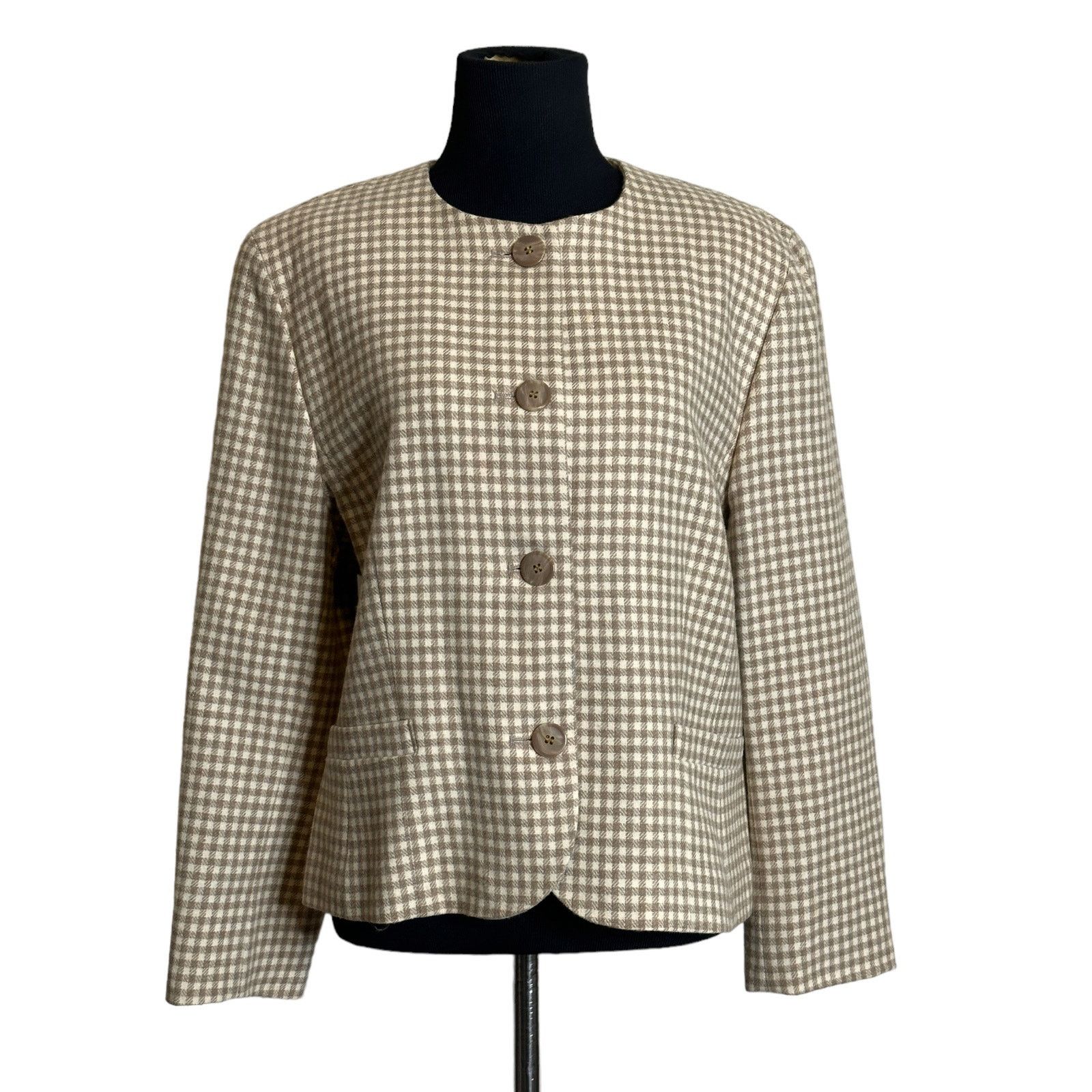 Pendleton Pendleton vintage beige gingham wool button blazer size P14 Size XL / US 12-14 / IT 48-50 - 9 Thumbnail