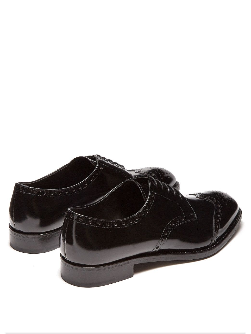 Prada PRADA SPAZZOLATO LEATHER FULL BROGUE WING TIP DERBY SHOES Size US 12 / EU 45 - 2 Thumbnail