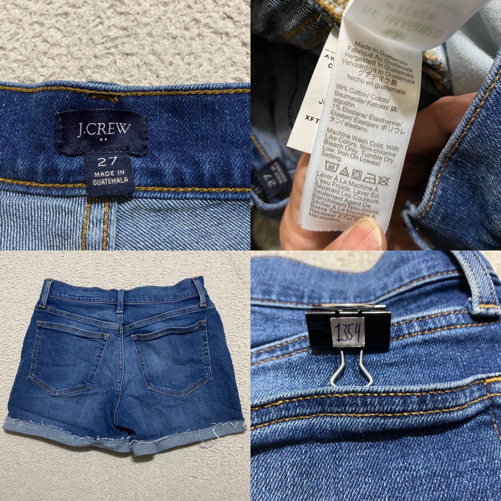 J.Crew J.CREW Womens Shorts Jean Blue Denim Dark Wash High Rise Cut Off Inseam 3.5" 27 Size 27" / US 4 / IT 40 - 8 Thumbnail