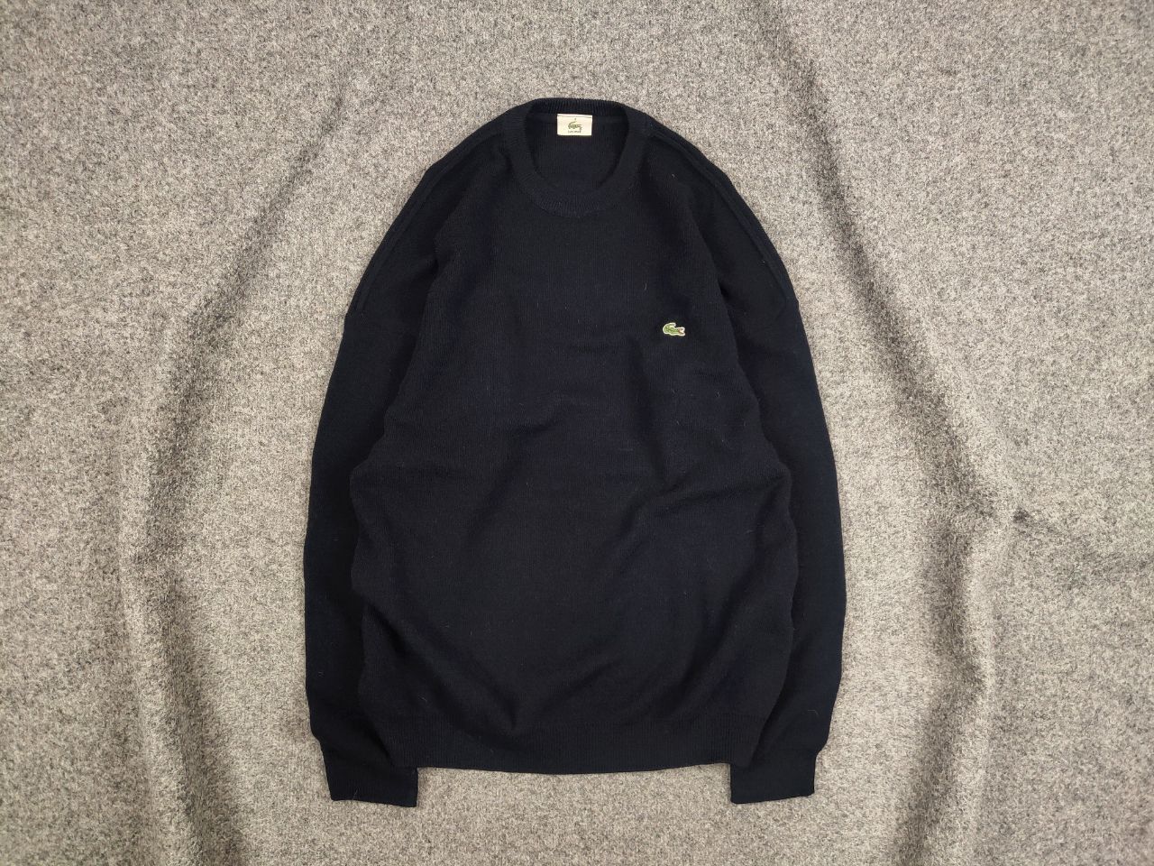 Lacoste Vintage 90's Lacoste Navy Blue Wool Crew Chek Sweater Size US XL / EU 56 / 4 - 1 Thumbnail