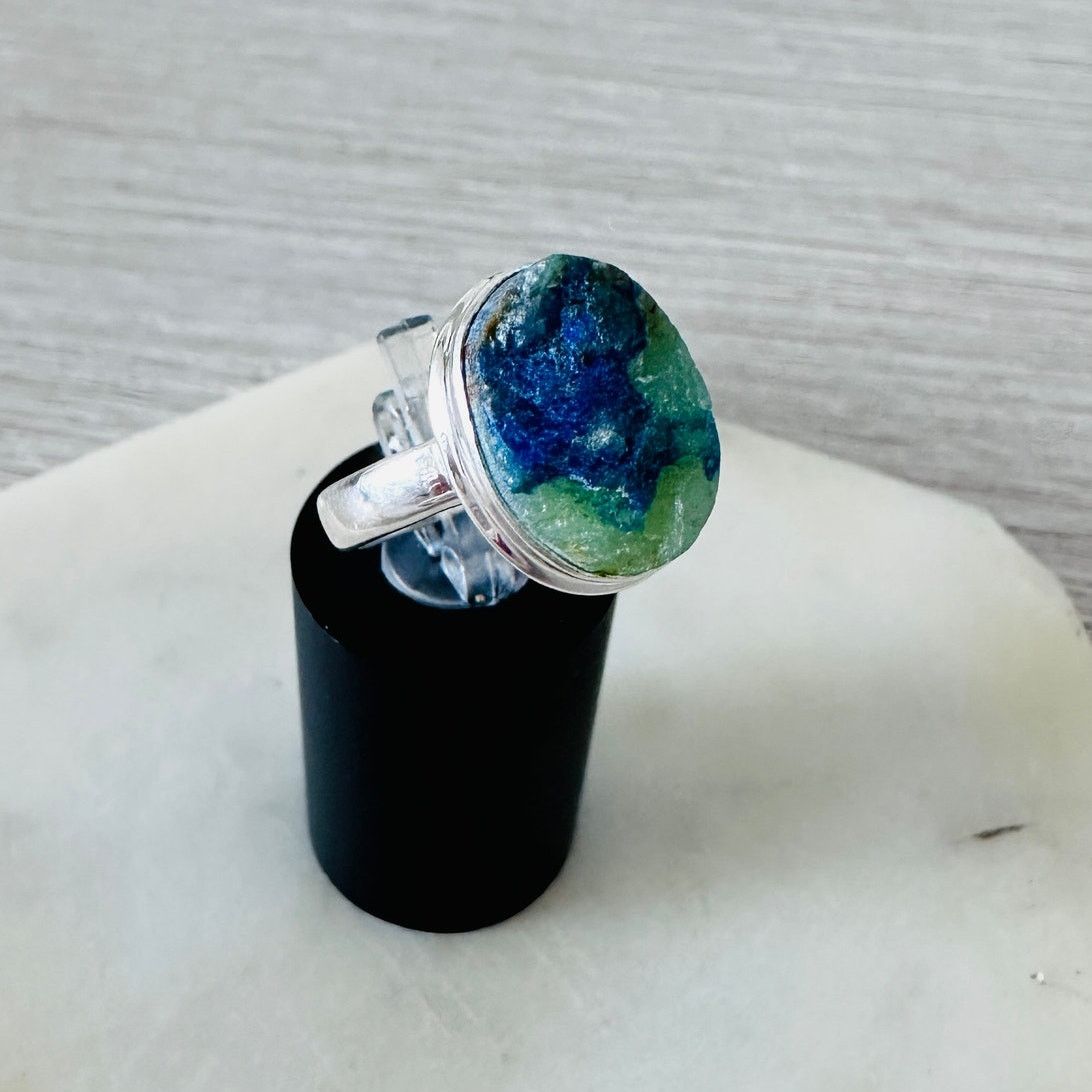 The Unbranded Brand Azurite Rough 925 Sterling Silver Ring Size 7.5 Size ONE SIZE - 2 Thumbnail