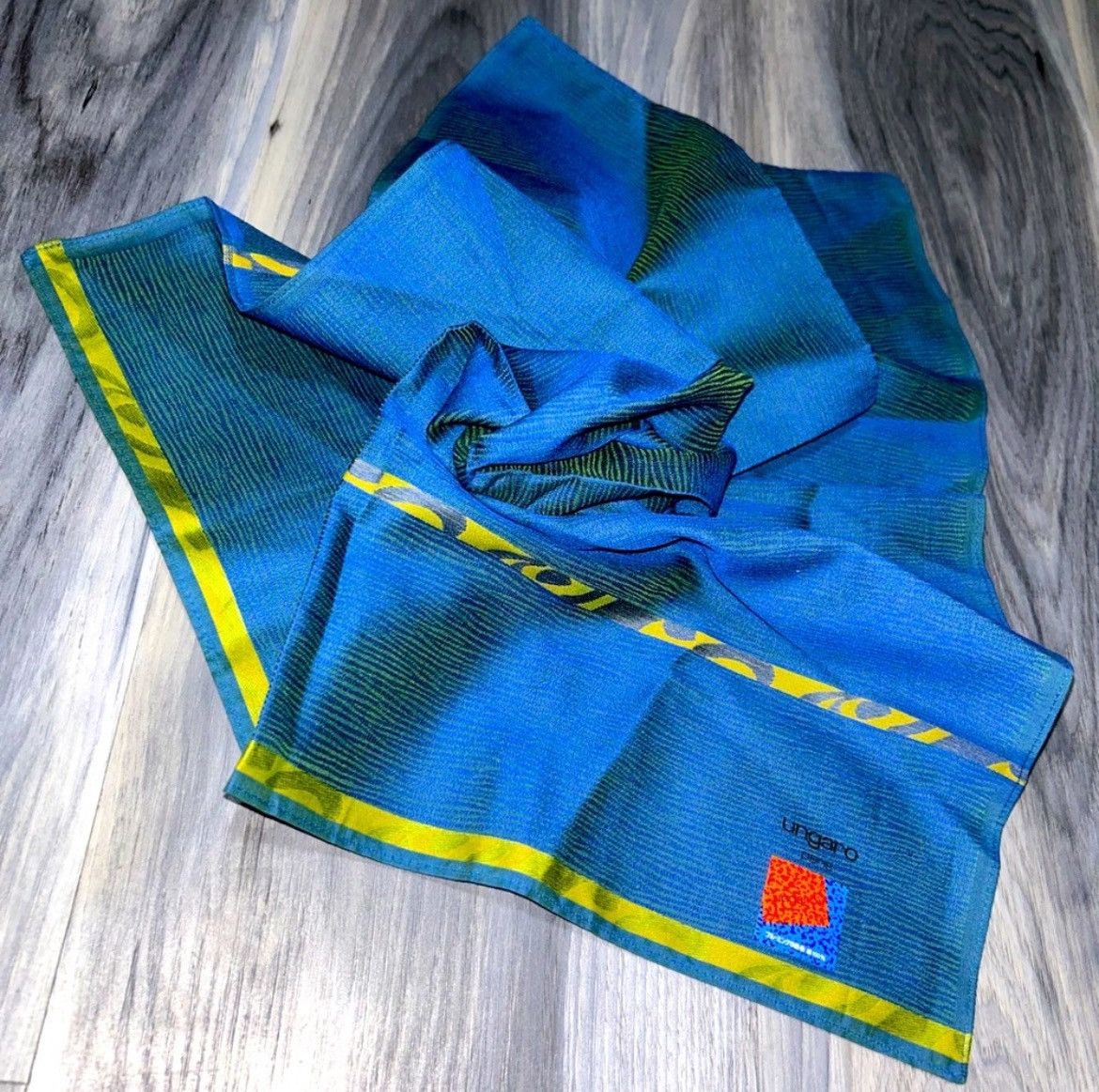 Ungaro Paris Ungaro Paris Vintage Blue & Green 2 Tone Handkerchief Scarf Size ONE SIZE - 1 Thumbnail