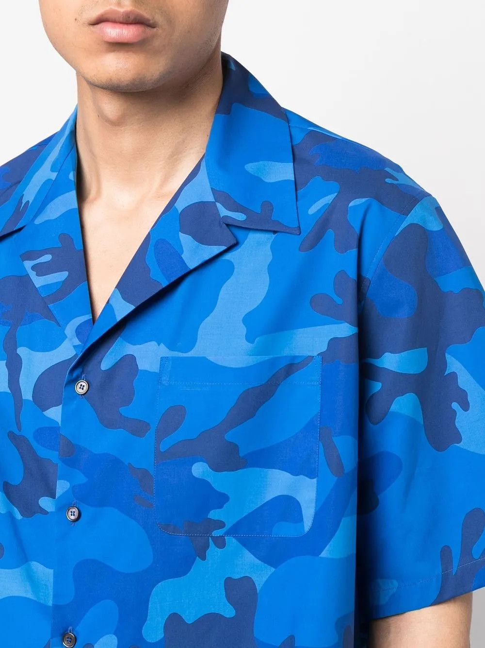 Valentino o1y0525 Patterned Camouflage Shirt in Blue Size US M / EU 48-50 / 2 - 2 Thumbnail