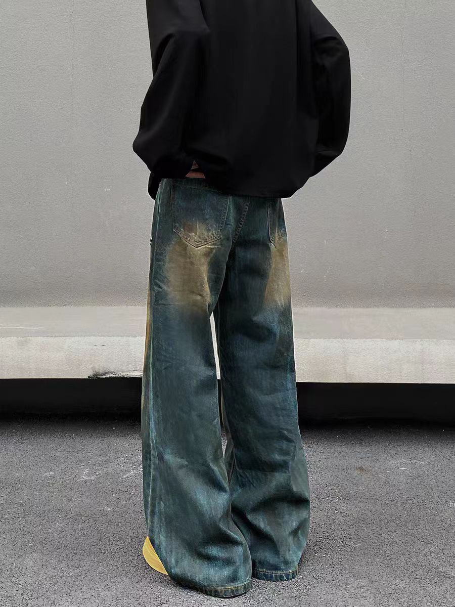 Vintage Vintage street Y2K dirty dyed ripped baggy jeans Size US 30 / EU 46 - 4 Thumbnail