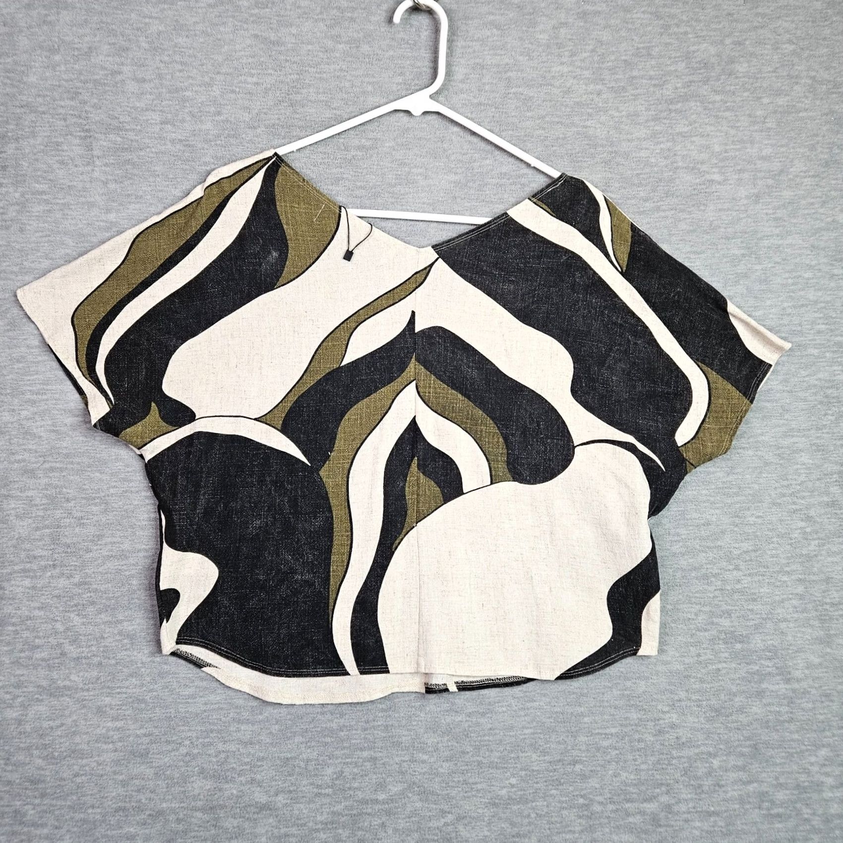Vintage Devan Gregori Women's Sz Small Abstract Print Crop Top Short Sleeve Shirt XS? Size S / US 4 / IT 40 - 7 Thumbnail