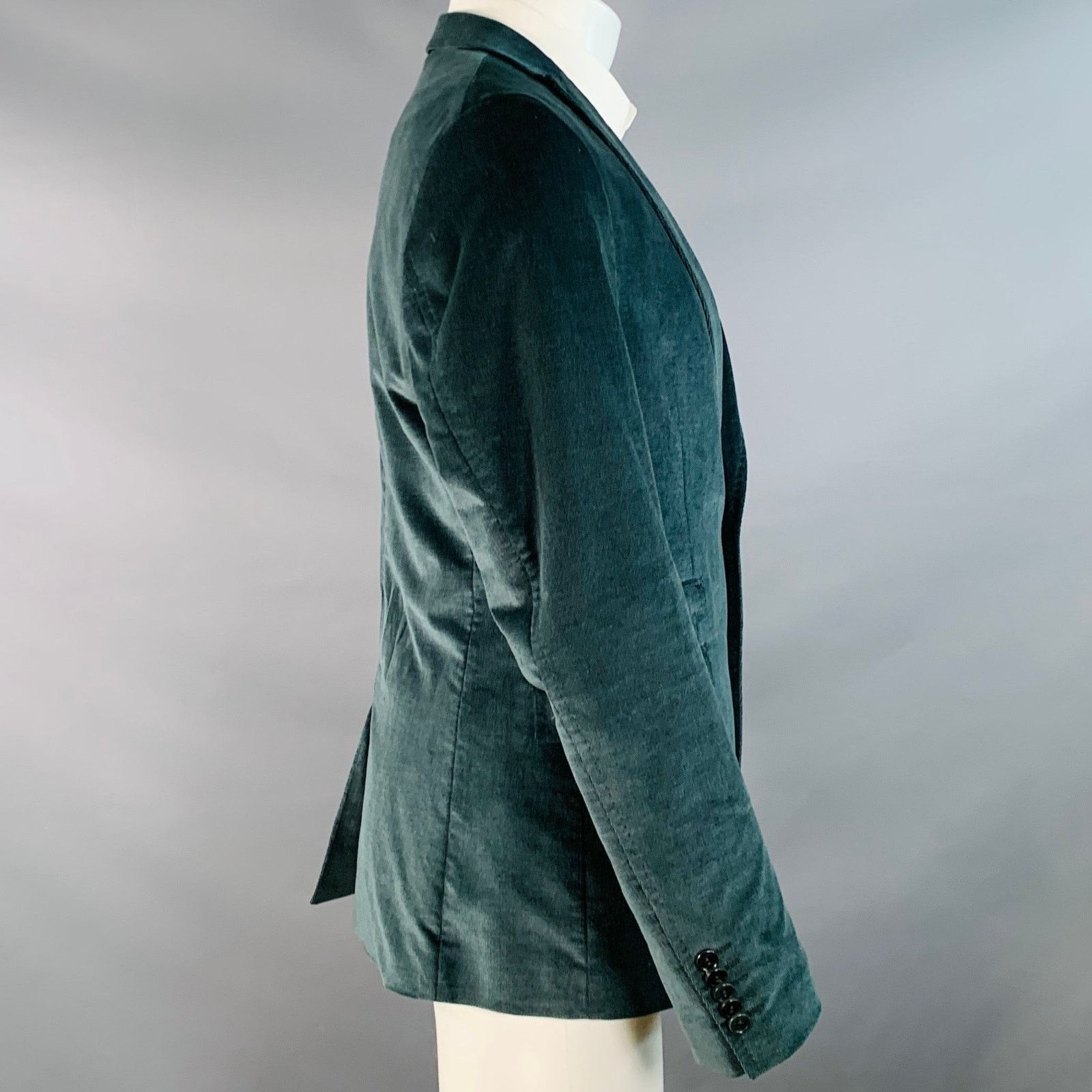 DRYKORN Forest Green Corduroy Cotton Blend Peak Lapel Sport Coat Size 40R - 2 Thumbnail