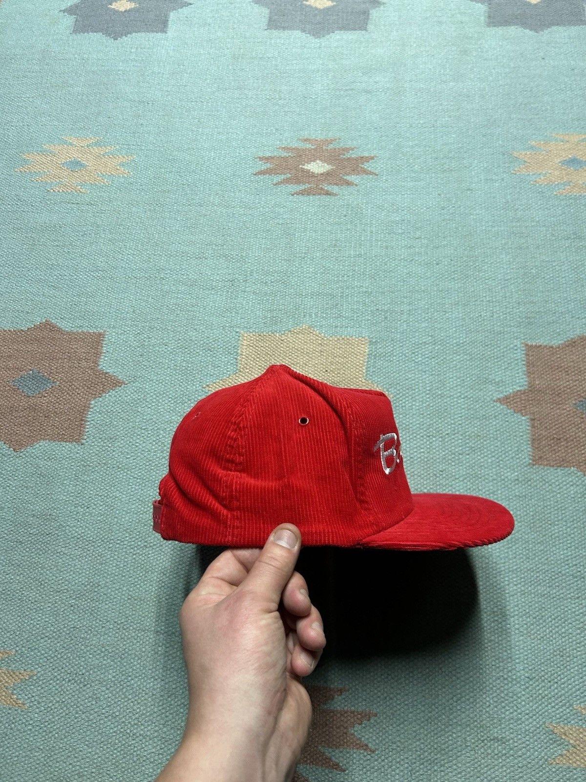 Vintage Vintage SnapBack hat corduroy bob Evans restaurant food red Size ONE SIZE - 8 Thumbnail