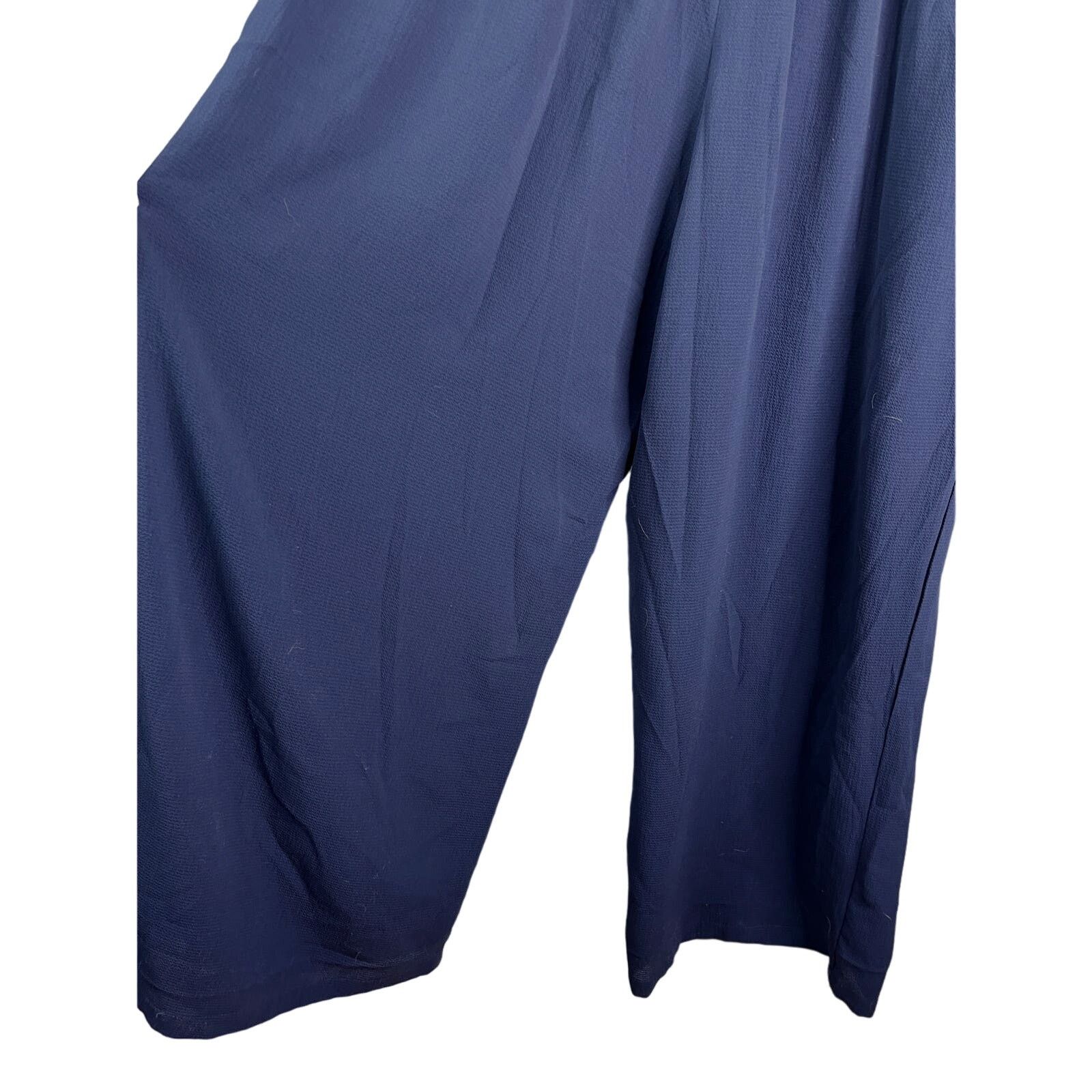 Other Monteau Jumpsuit 2X Navy Yellow Stripes SS Stretch Pockets Size 42" / US 20 - 2 Thumbnail
