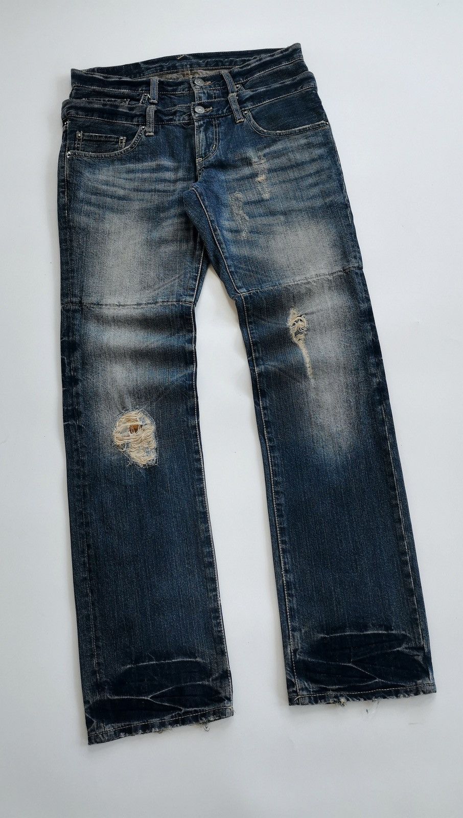 PPFM × The Smiths PPFM Double Waist Patchwork Distressed Denim Jeans Size US 32 / EU 48 - 4 Thumbnail