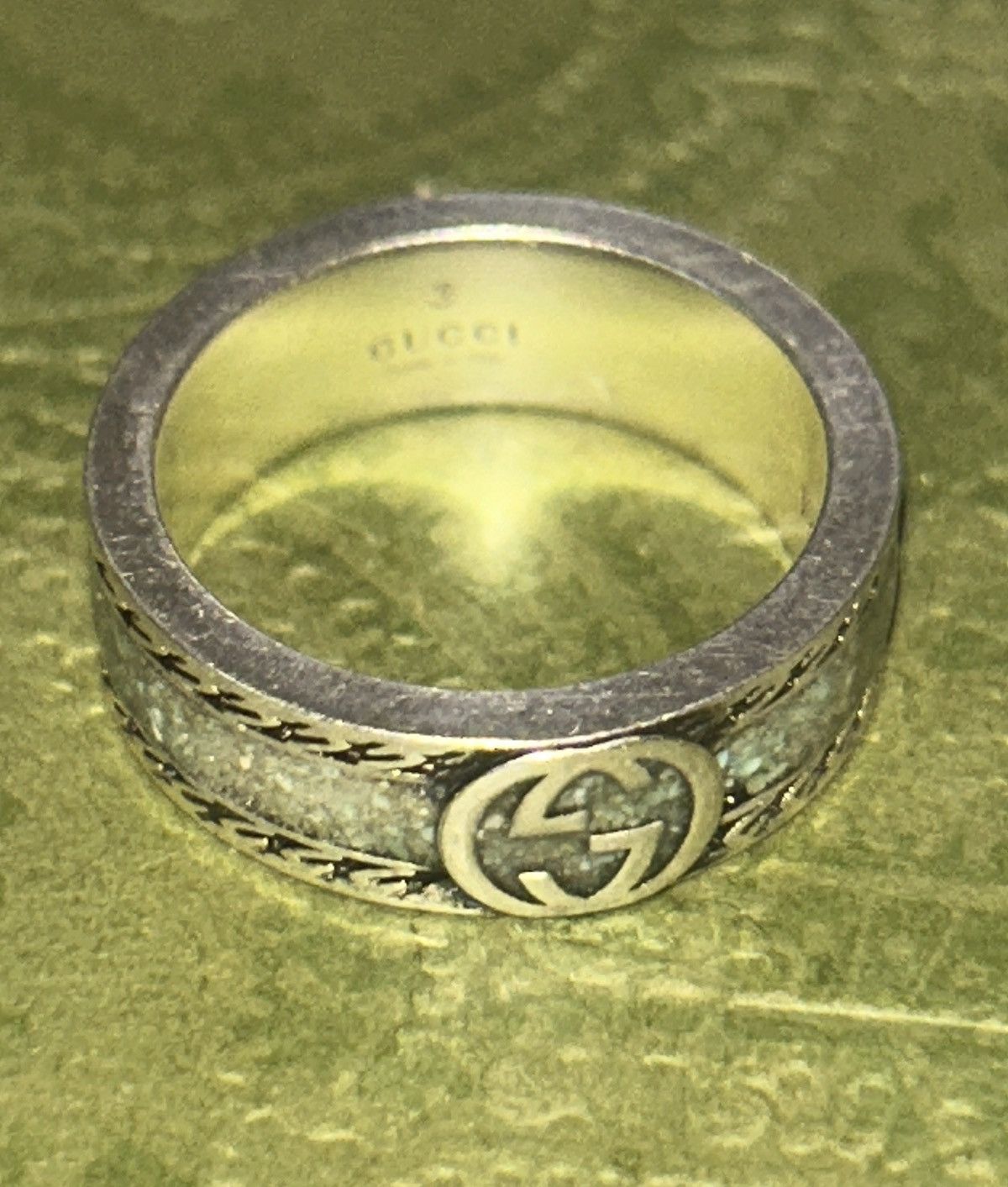 Gucci Gucci GG Sterling Silver Enamel Ring AG 925 Howlite 645573 Size ONE SIZE - 3 Thumbnail