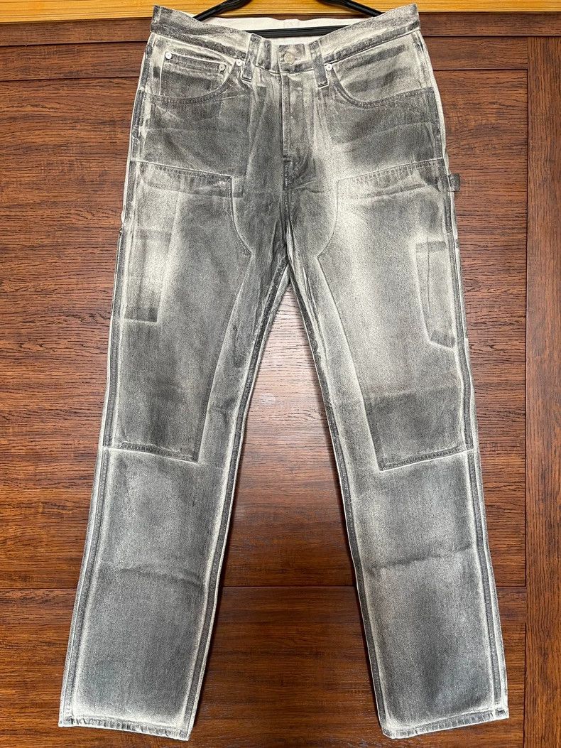 Helmut Lang HELMUT LANG Rubber wax coated double knee logging pants Size 31" - 1 Thumbnail
