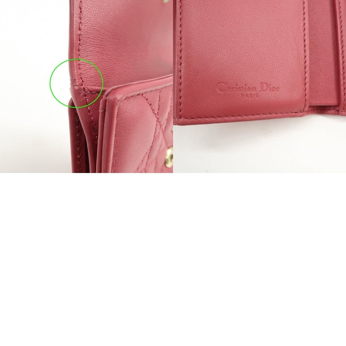 Christian Dior Monsieur Christian Dior Lady Dior Cannage Lambskin Wallet Pink Size ONE SIZE - 8 Thumbnail