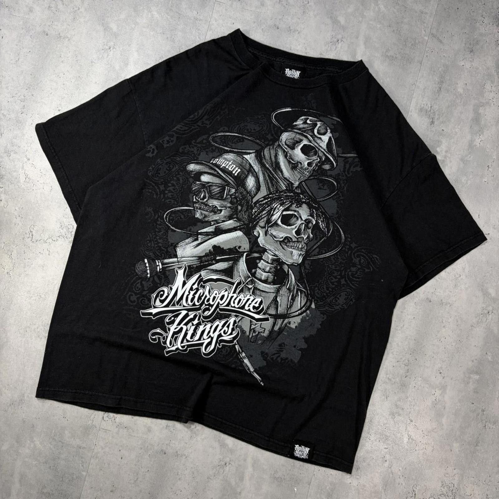 Other Y2K Black Rolling Hard Grunge Cross Biker T-Shirt Size US XL / EU 56 / 4 - 2 Thumbnail