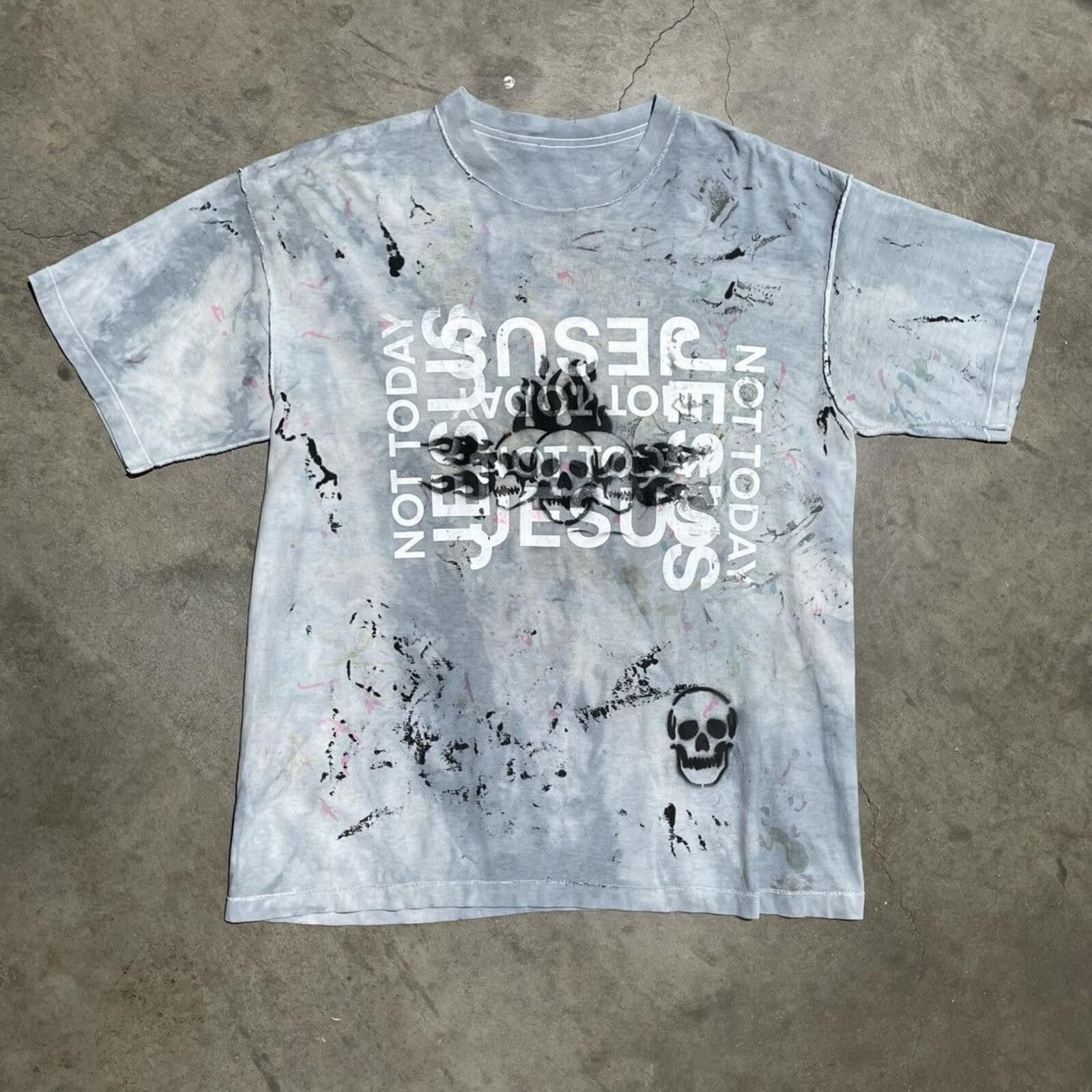 Vintage Vintage Not Today Jesus graphic skull fire paint splatter Size US XL / EU 56 / 4 - 1 Thumbnail