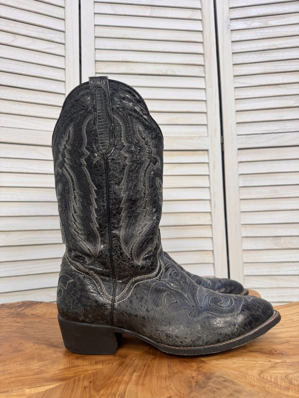 Other Vintage J.S. Dillon Men’s Cowboy Boots Black Leather USA 10 Size US 10 / EU 43 - 5 Thumbnail