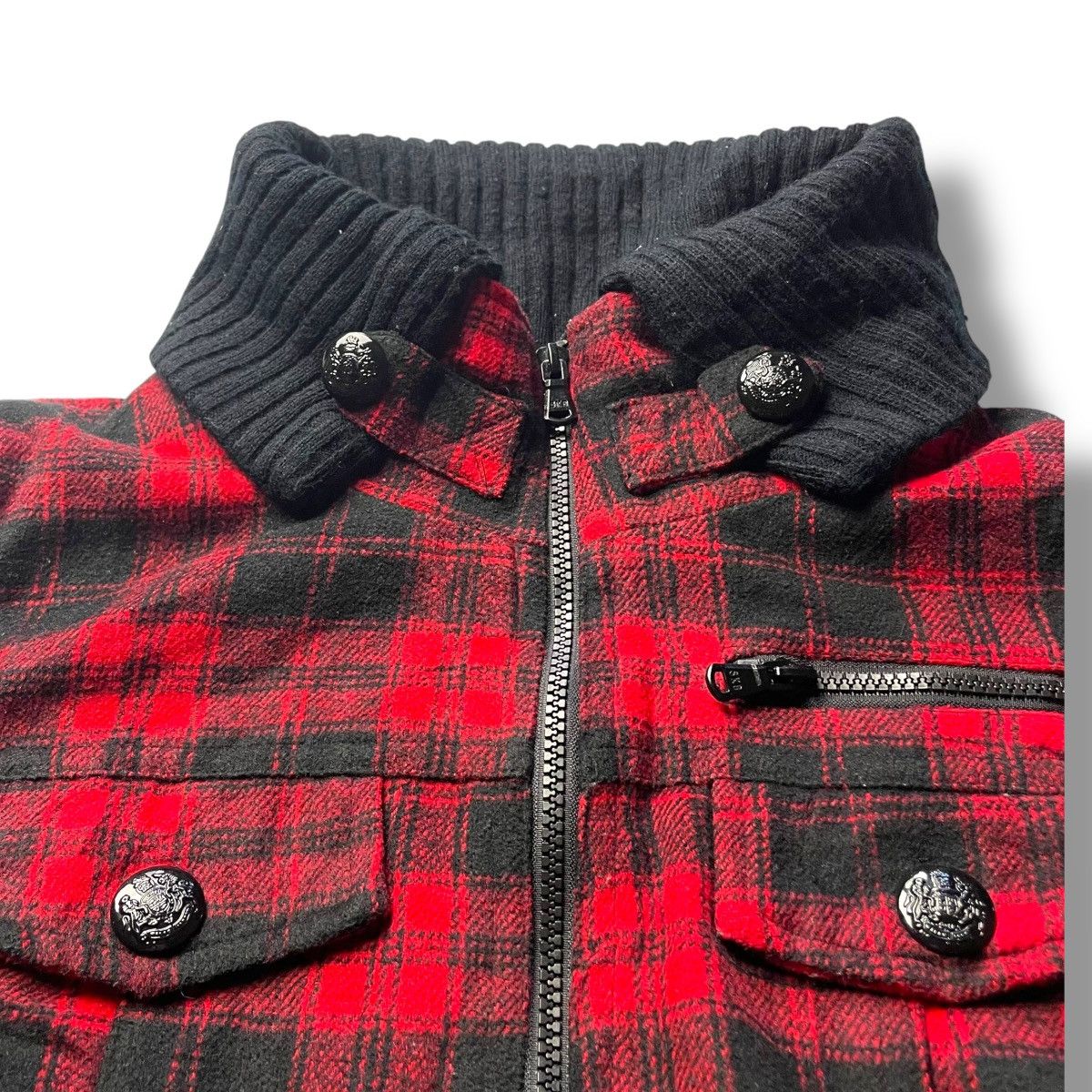 If Six Was Nine × Japanese Brand × Le Grande Bleu (L.G.B.) 🇯🇵 SKY BOMBER TARTAN FULL ZIP PUNK GOTHIC WOOL JACKET Size US M / EU 48-50 / 2 - 6 Thumbnail