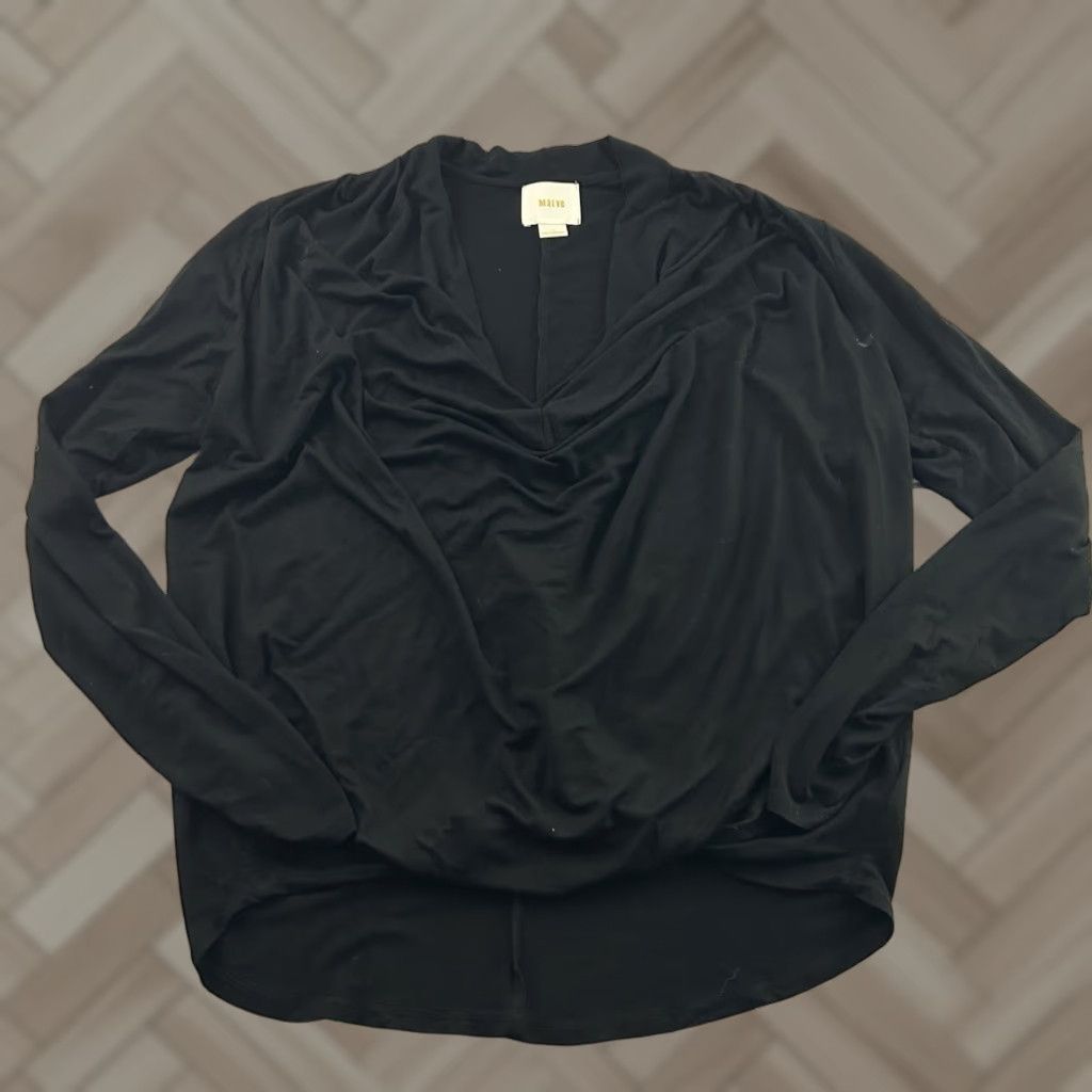 Vintage Maeve Women's Blouse Long Sleeve Black S Small Anthropologie Shirt Size S / US 4 / IT 40 - 1 Thumbnail