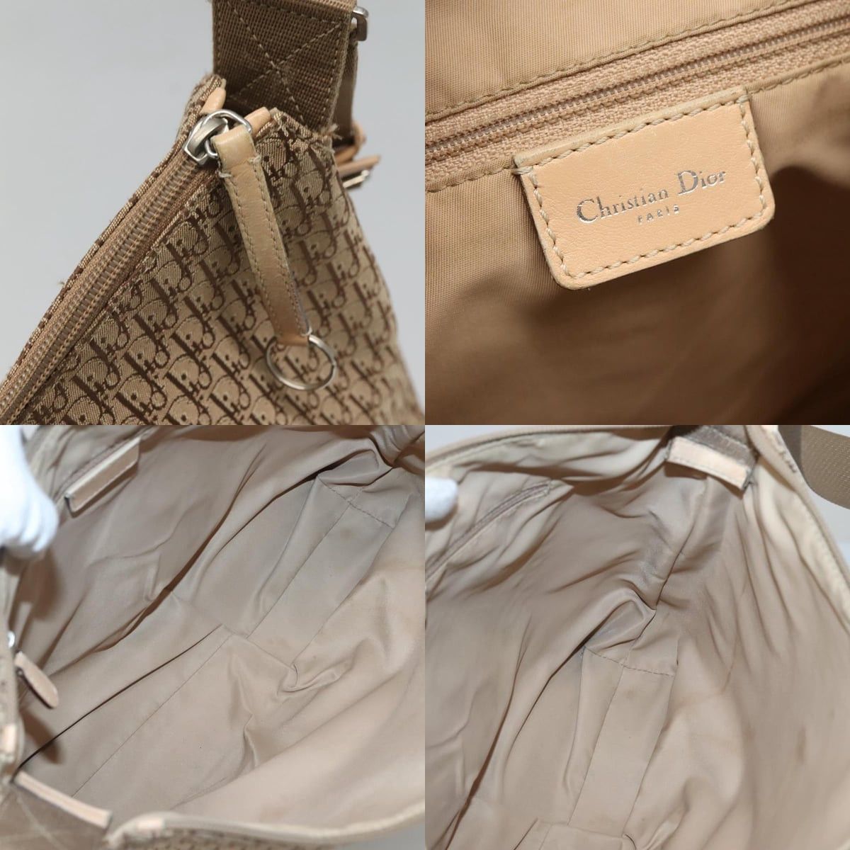 Dior DIOR Trotter Canvas Shoulder Bag Beige Gold Size ONE SIZE - 11 Thumbnail