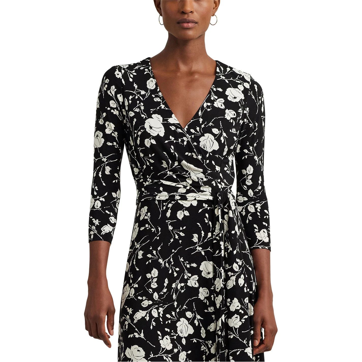 Lauren Ralph Lauren o1g2r1mq0825 Carlyna Wrap Dress in Black Size XS / US 0-2 / IT 36-38 - 2 Thumbnail