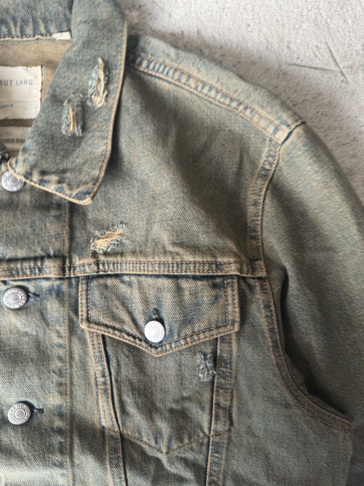 Helmut Lang 1997 Helmut Lang Vintage Stained Denim Jacket Size US M / EU 48-50 / 2 - 4 Thumbnail