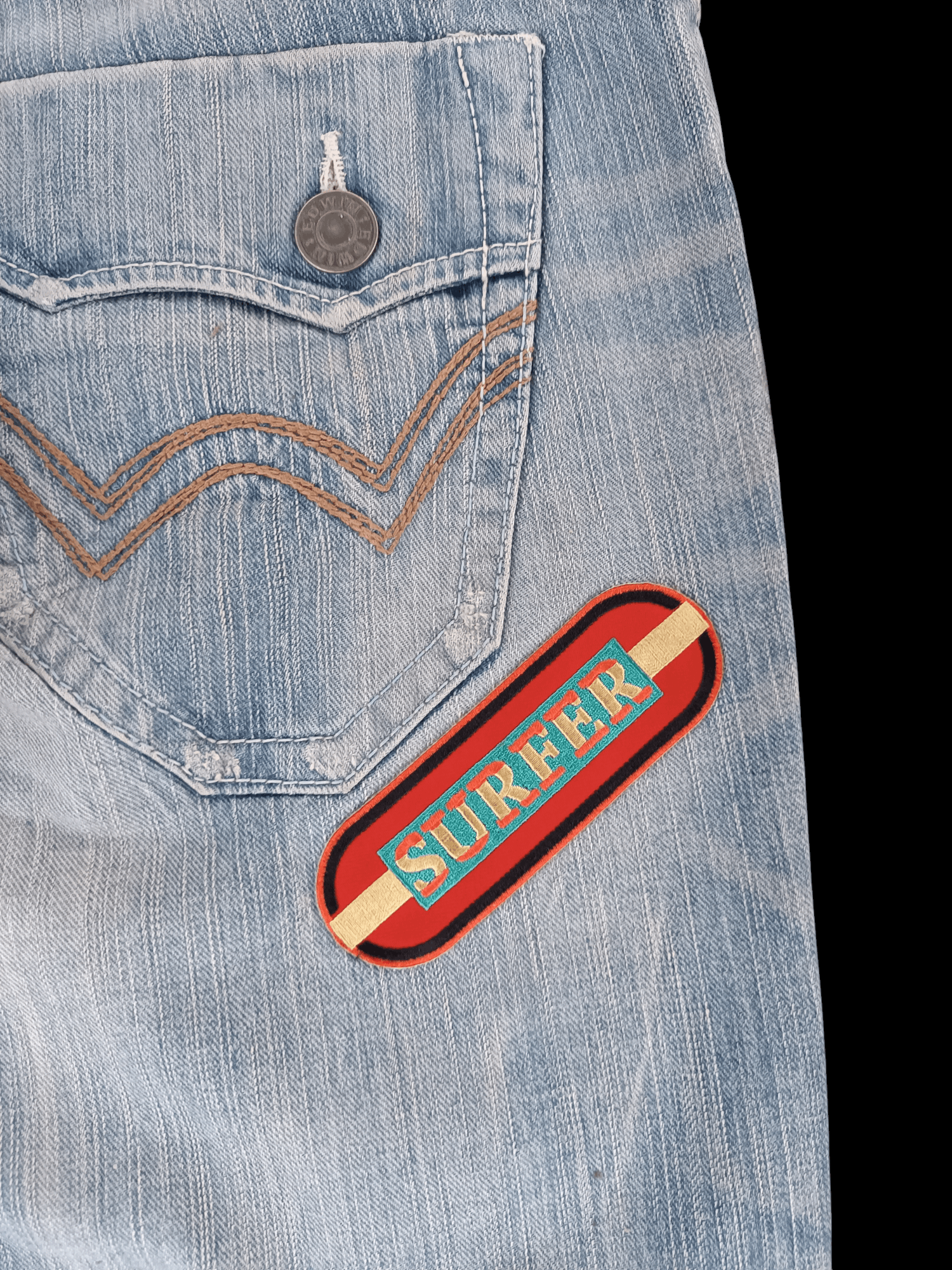 Edwin FLARE EDWIN XVS WHISKERS FADED & RUSTY BUCKLE BACK DENIM Size US 31 - 16 Thumbnail