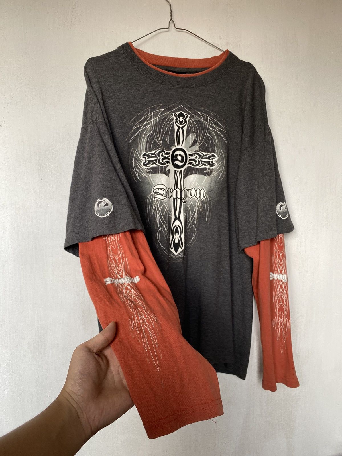 Beauty Beast Dragon Tribal Cross Double Layer Longsleeve Size US L / EU 52-54 / 3 - 2 Thumbnail