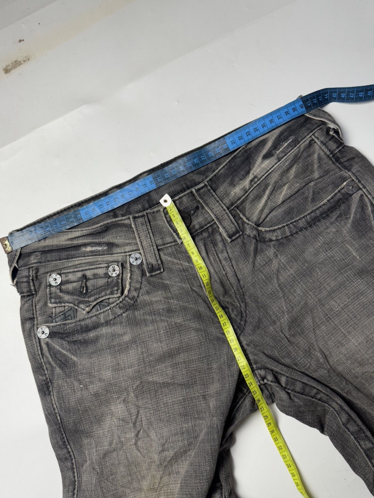 If Six Was Nine flared leather logo true religion distressed denim jeans Size US 30 / EU 46 - 10 Thumbnail