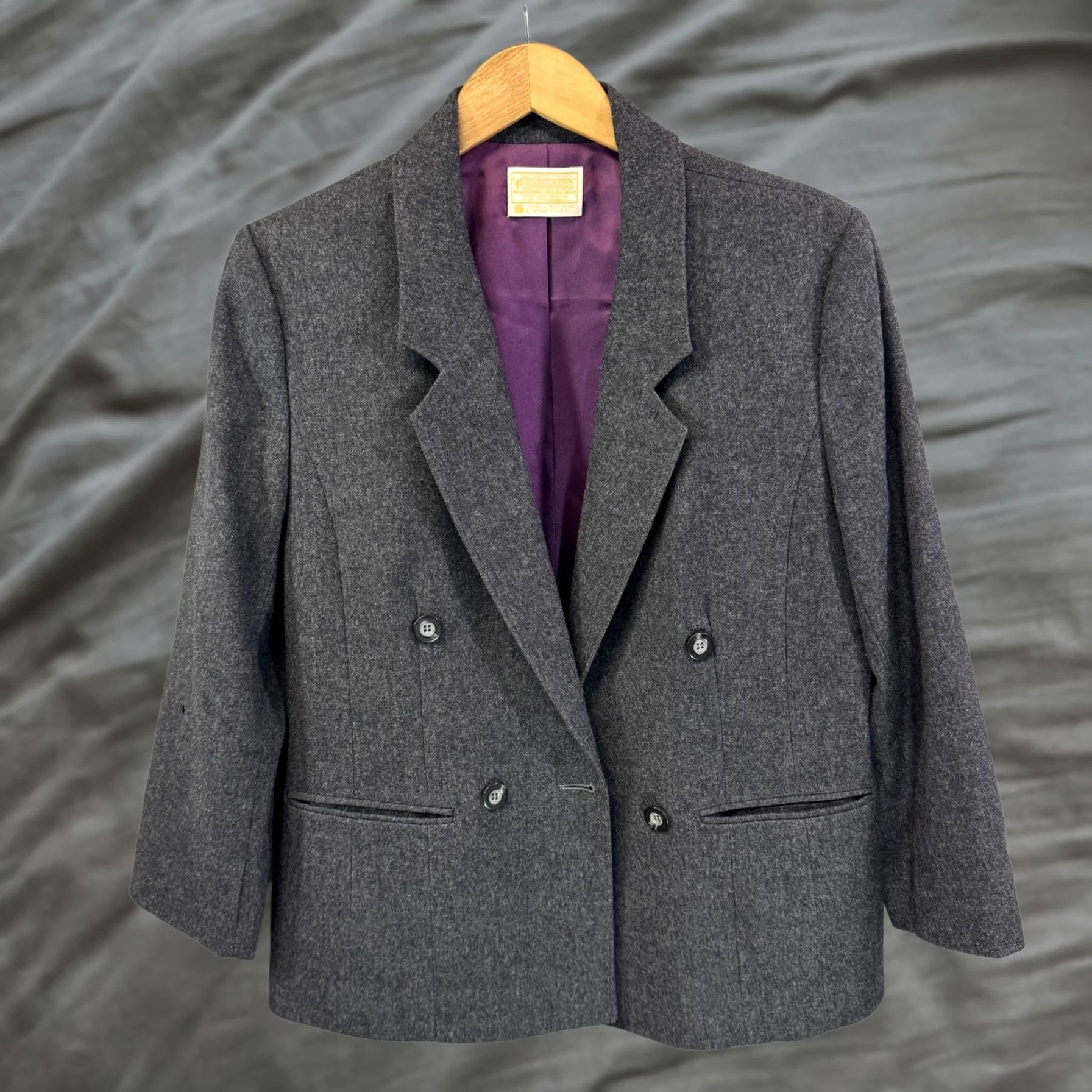 Pendleton VINTAGE Pendleton Blazer Womens Medium Gray Wool Double Breasted Jacket USA 90s 80s Mens Womens Boys Girls Size L / US 10 / IT 46 - 1 Thumbnail