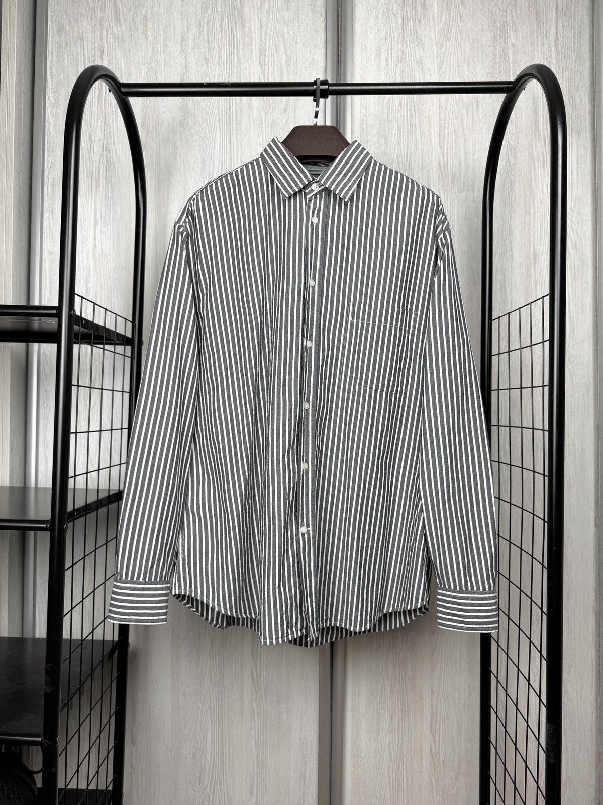 Ermenegildo Zegna Zegna Sport Striped Grey/White Cotton Shirt Pinstripe XXL Size US XXL / EU 58 / 5 - 1 Thumbnail