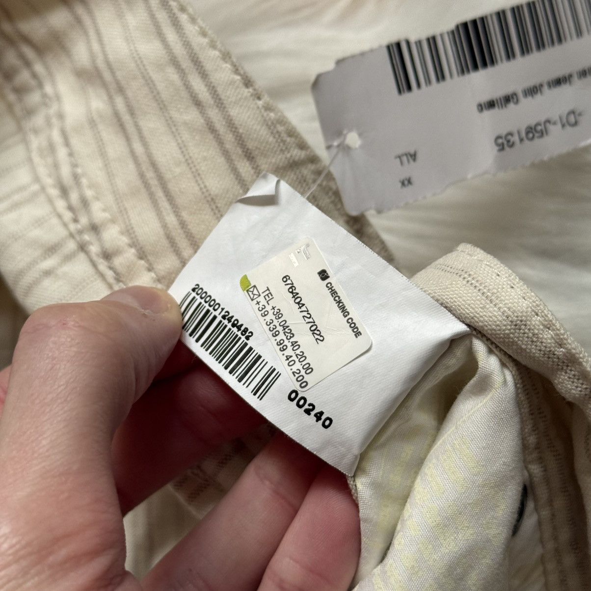 John Galliano 📌 NEW John Galliano Y2K 00s Big Logo Striped Beige Pants Size 29" - 20 Thumbnail