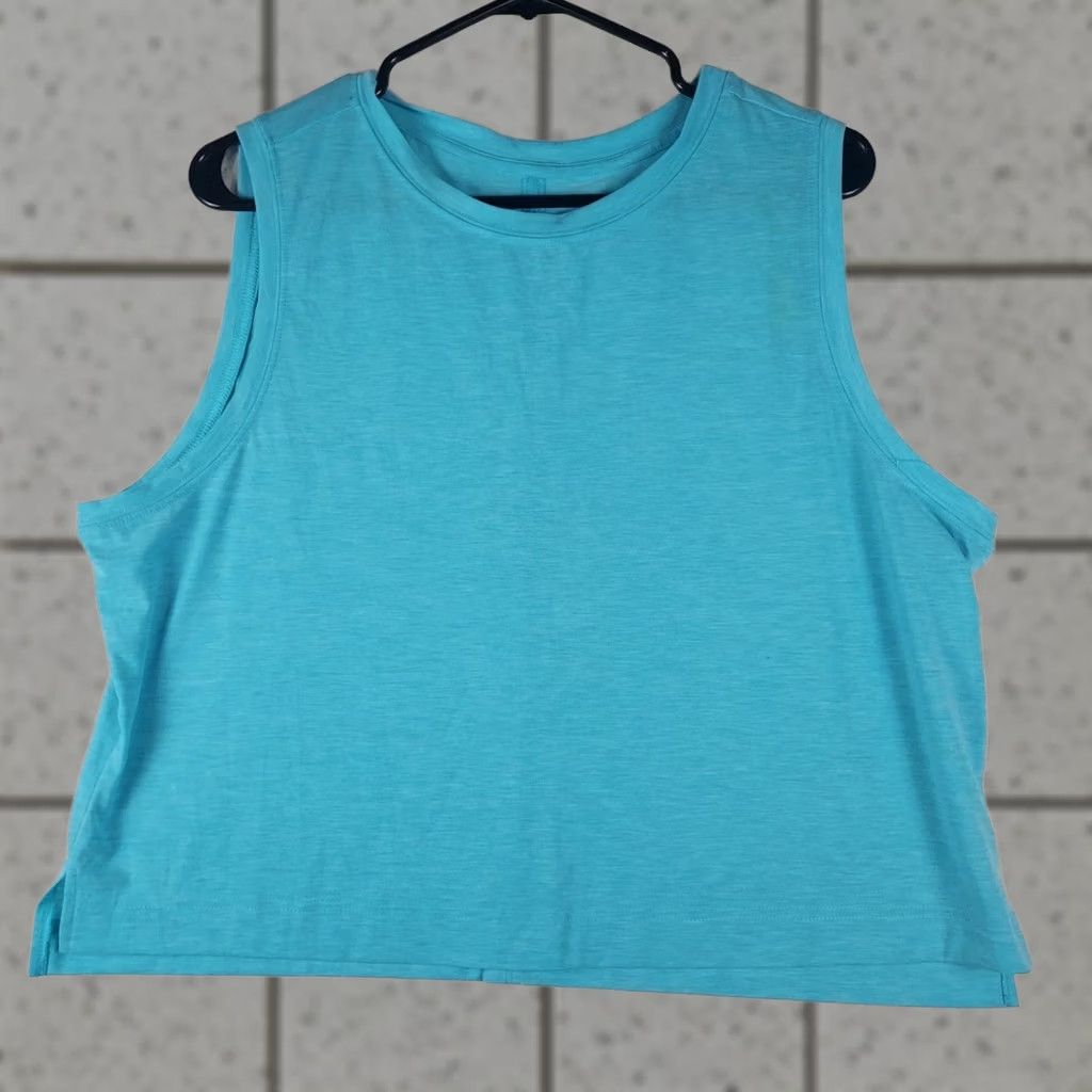Vintage All in Motion Women's Cropped Active Tank Top Neon Blue XXL Moisture Wicking Quick Dry Crew Neck Sleeveless Casual Activewear Tank Top Size XXL / US 16-18 / IT 52-54 - 1 Thumbnail