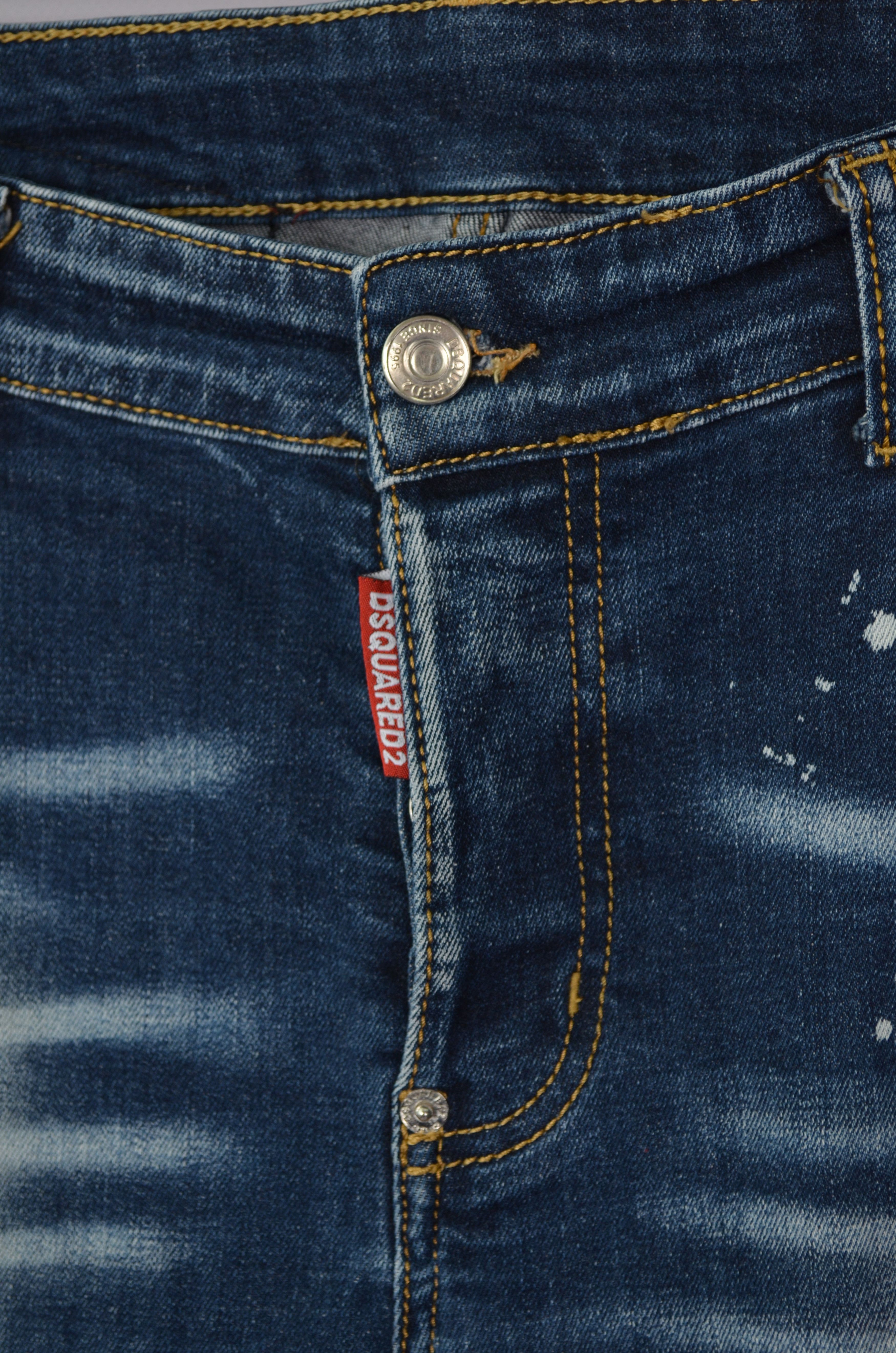 Designer × Dsquared2 Dsquared2 Cool Guy Blue Painted Distressed Slim Jeans Sz W34 Size US 34 / EU 50 - 8 Thumbnail