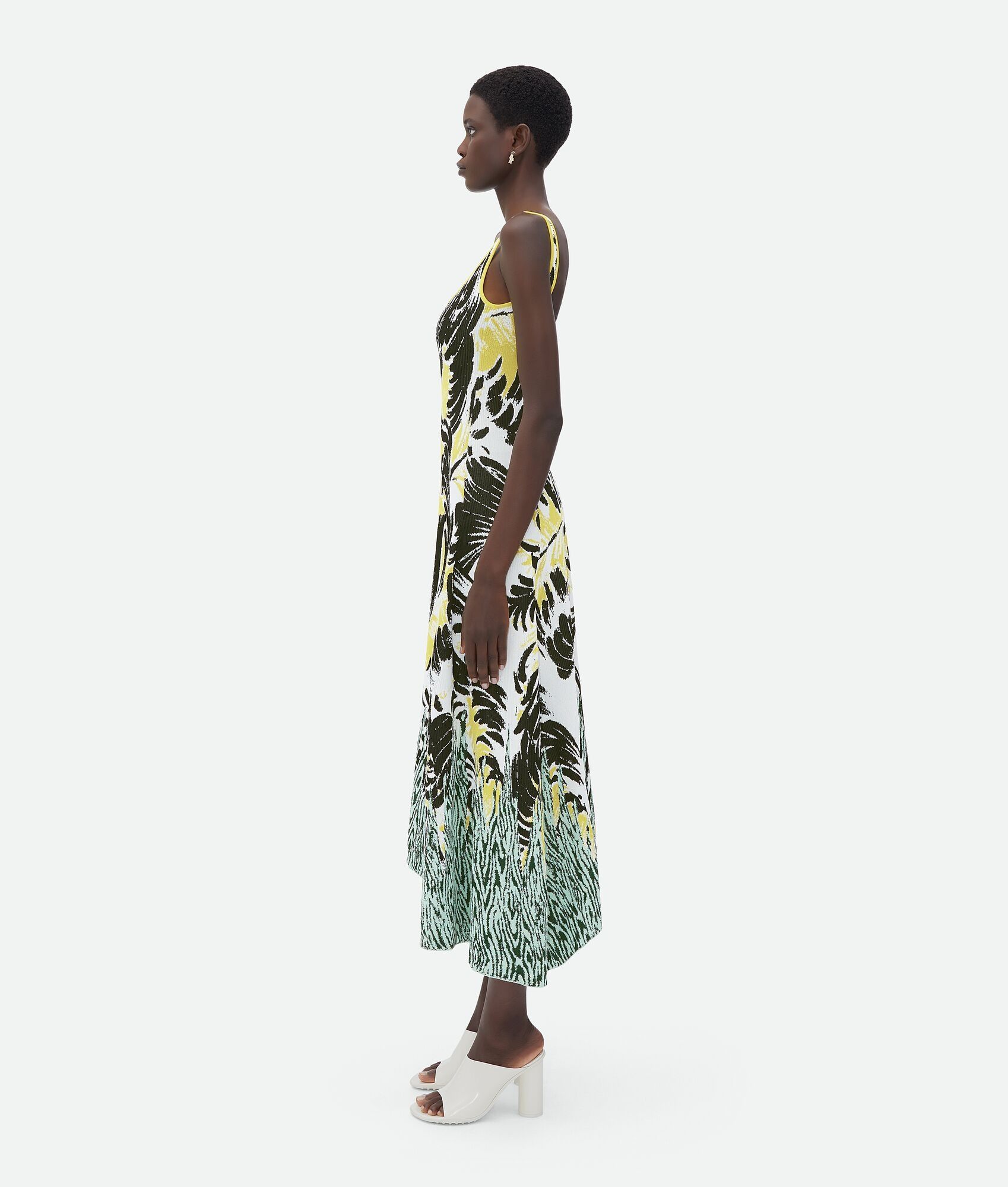 Bottega Veneta o1bcso1str0225 Graphic Viscose Asymmetric Midi Dress Size XS / US 0-2 / IT 36-38 - 2 Thumbnail