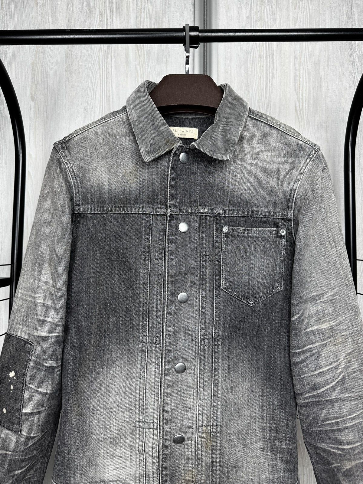 Allsaints Allsaints faded distressed grey gault denim jacket size XS Size US XS / EU 42 / 0 - 3 Thumbnail